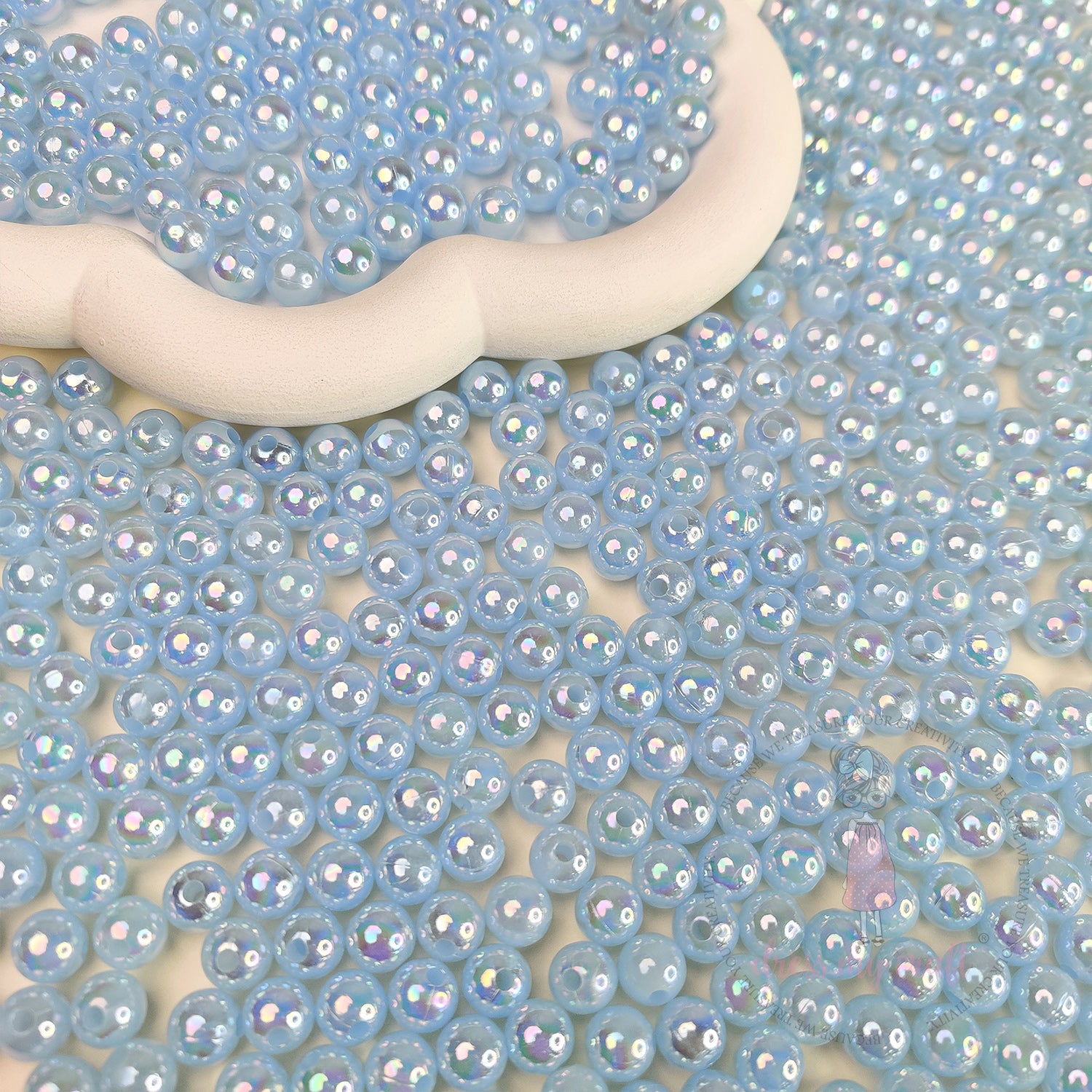 Transparent Rainbow Beads 8 MM - Blue