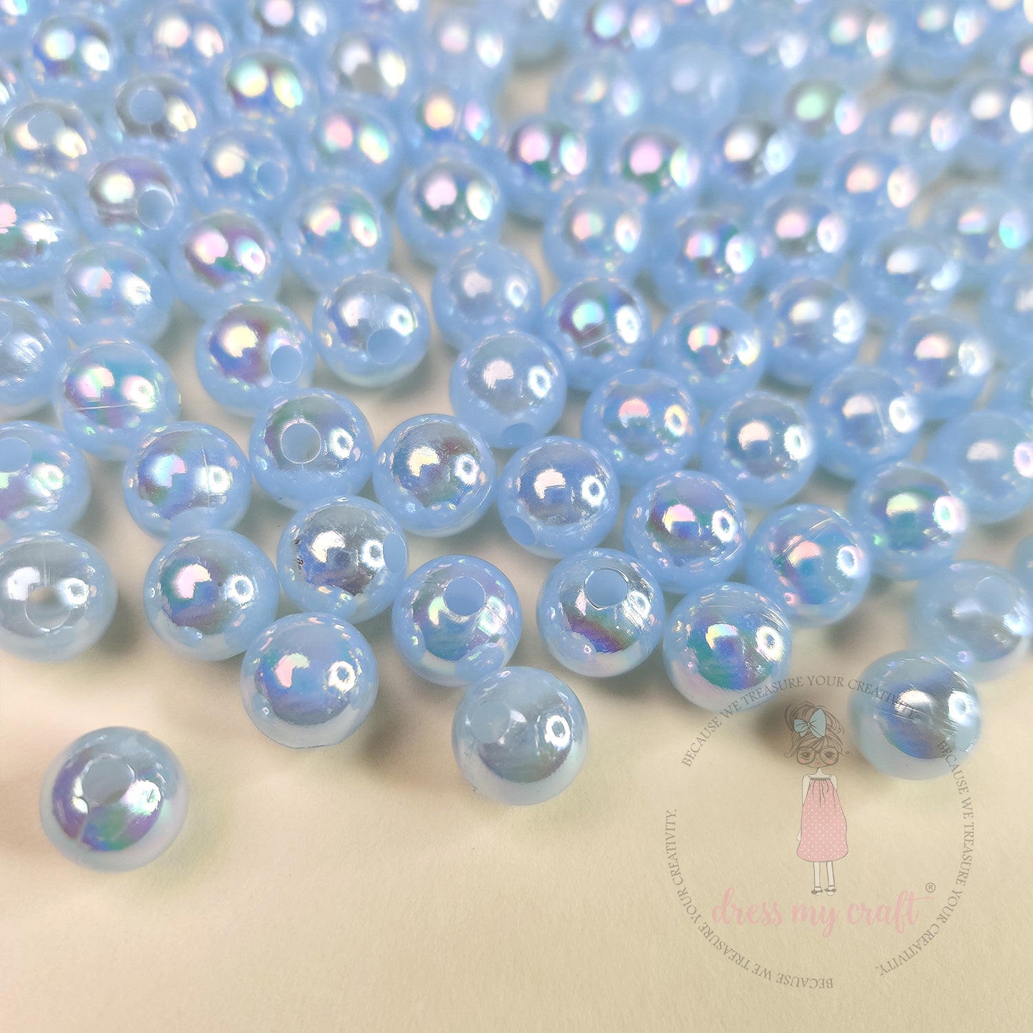 Transparent Rainbow Beads 8 MM - Blue