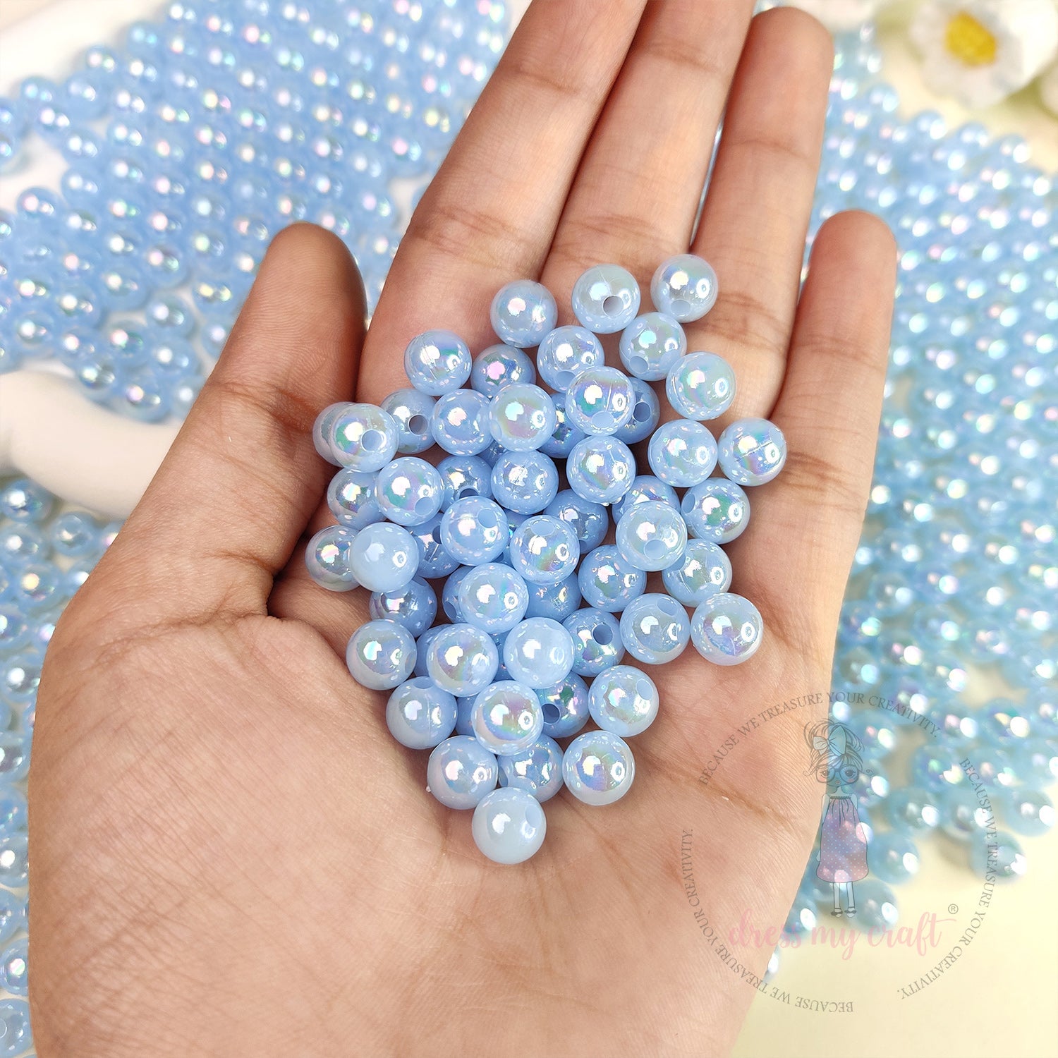 Transparent Rainbow Beads 8 MM - Blue