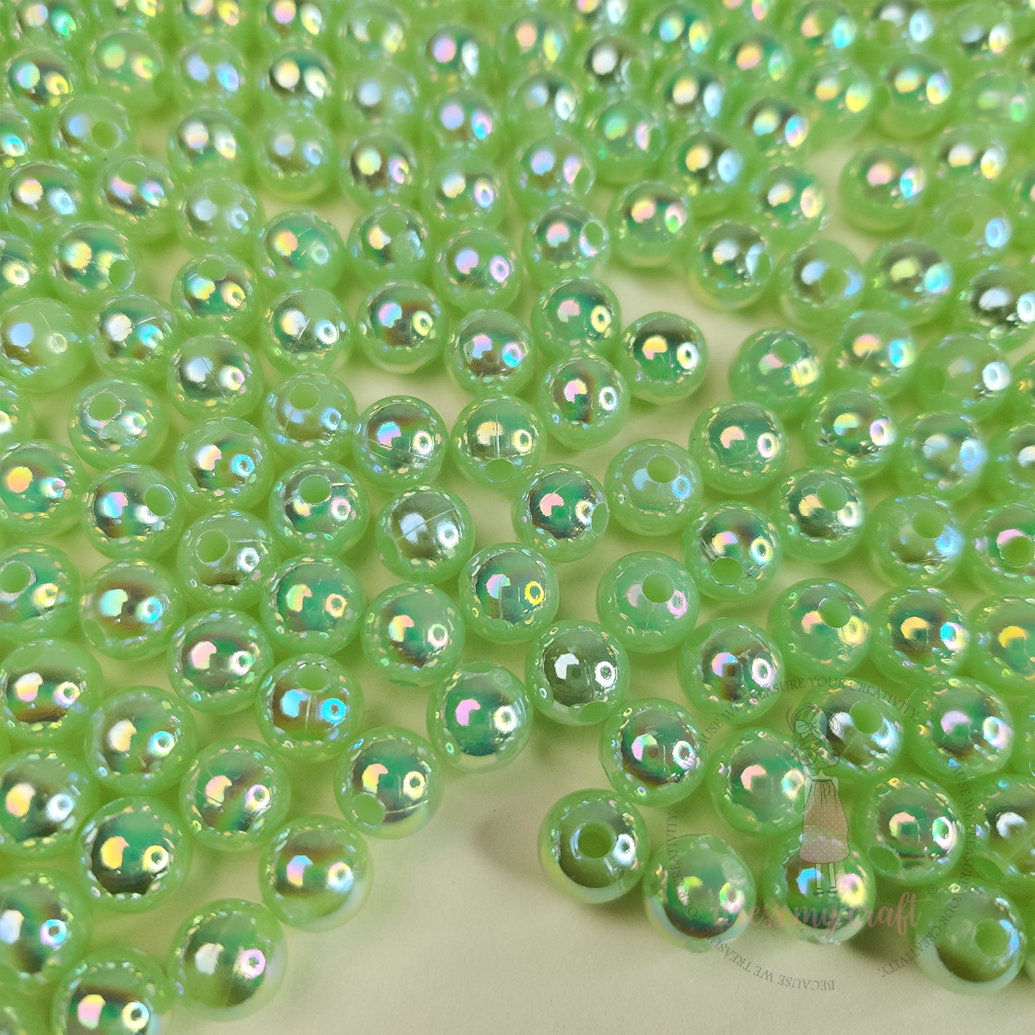 Transparent Rainbow Beads 8 MM - Green
