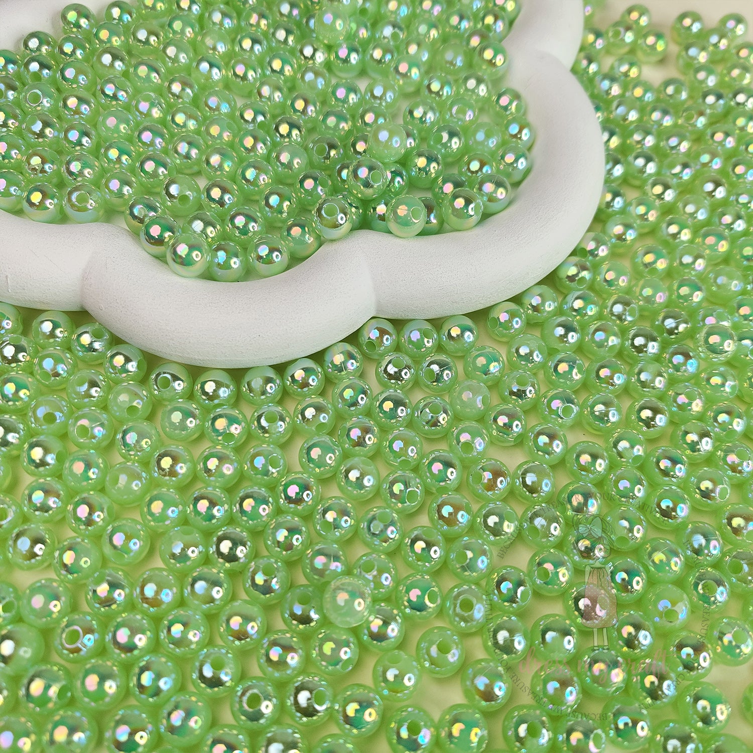 Transparent Rainbow Beads 8 MM - Green
