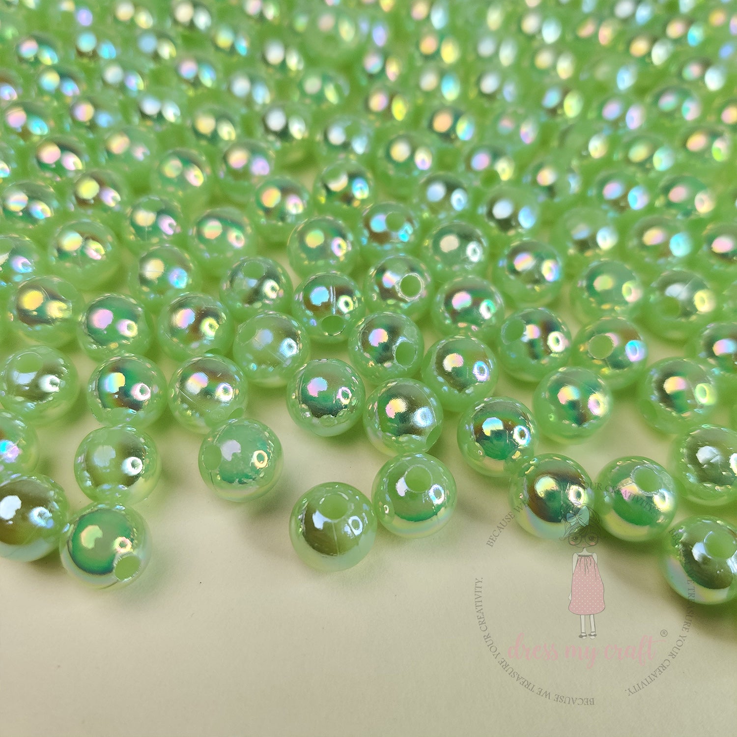 Transparent Rainbow Beads 8 MM - Green