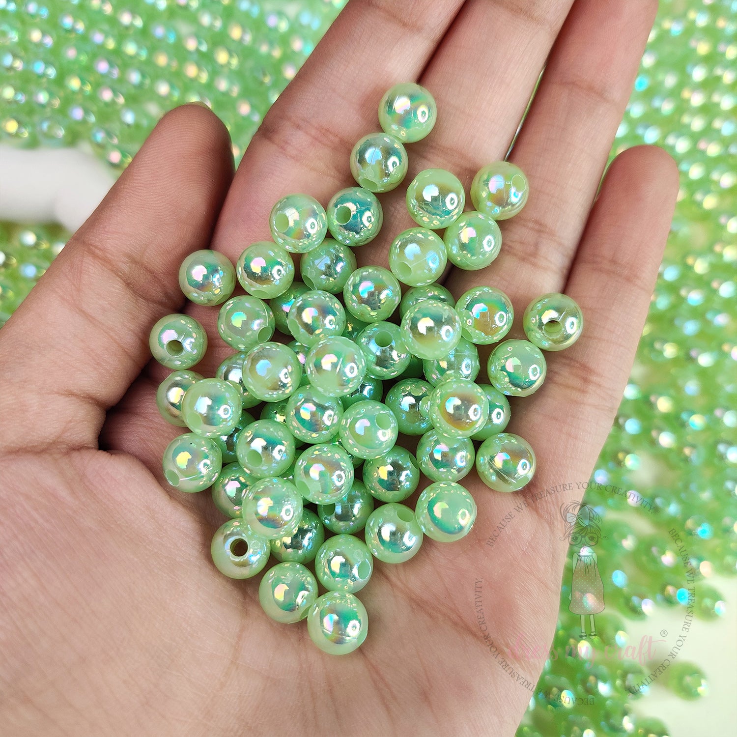 Transparent Rainbow Beads 8 MM - Green
