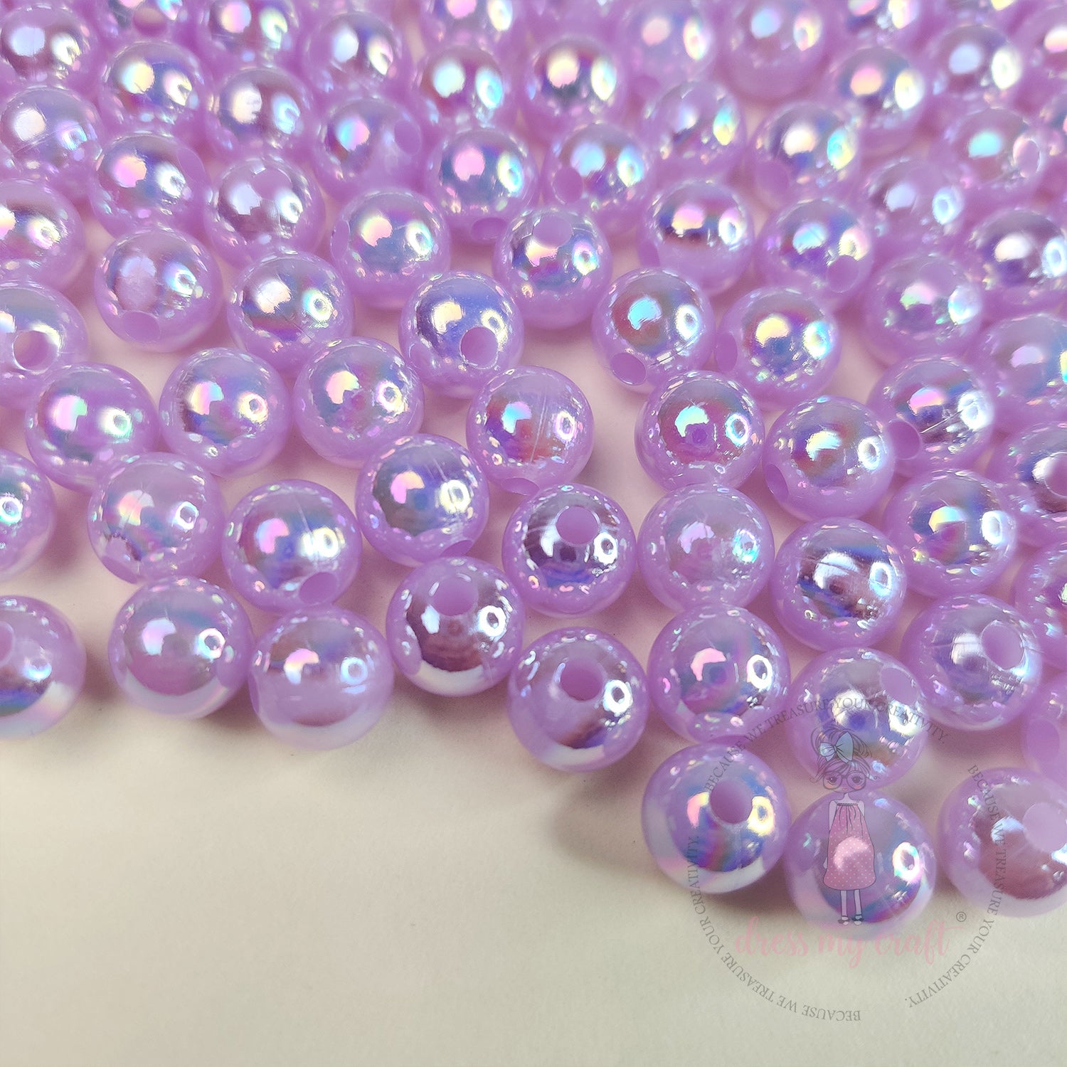 Transparent Rainbow Beads 8 MM - Purple