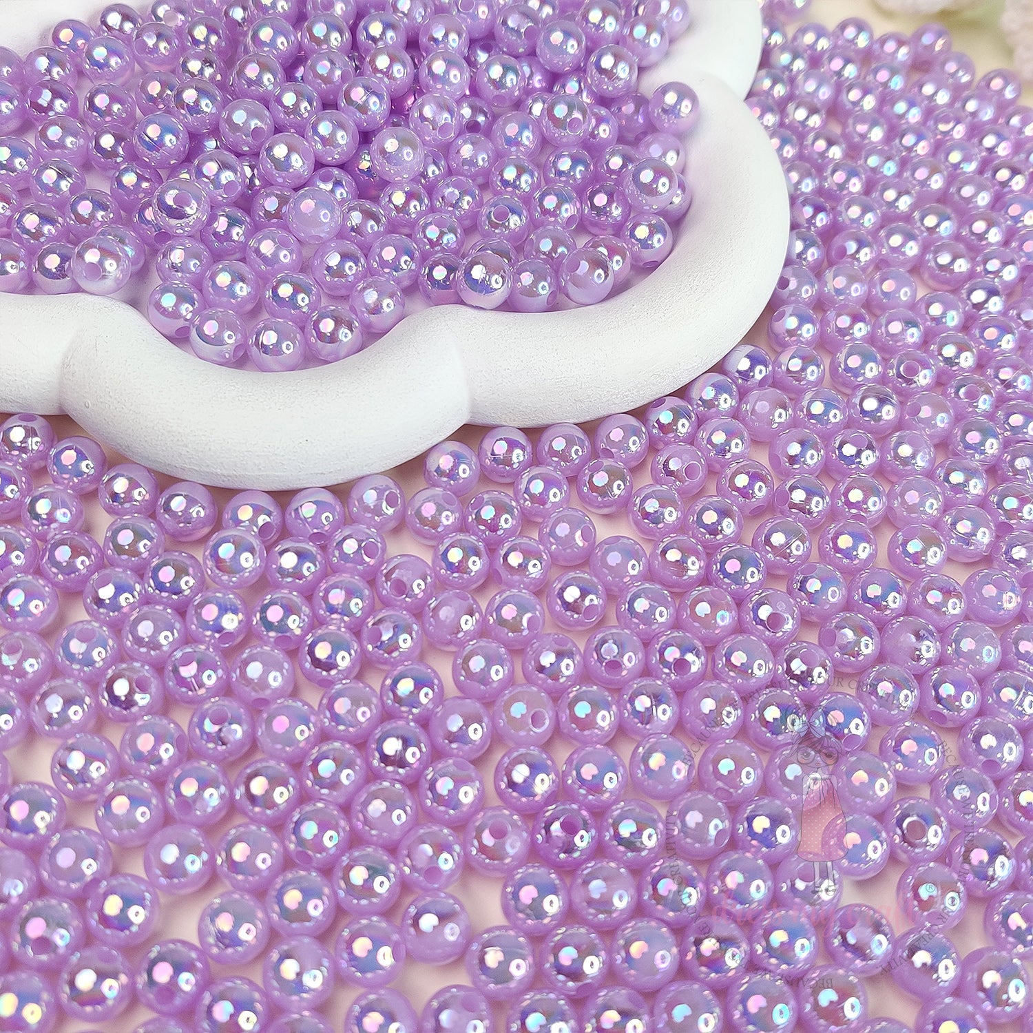 Transparent Rainbow Beads 8 MM - Purple
