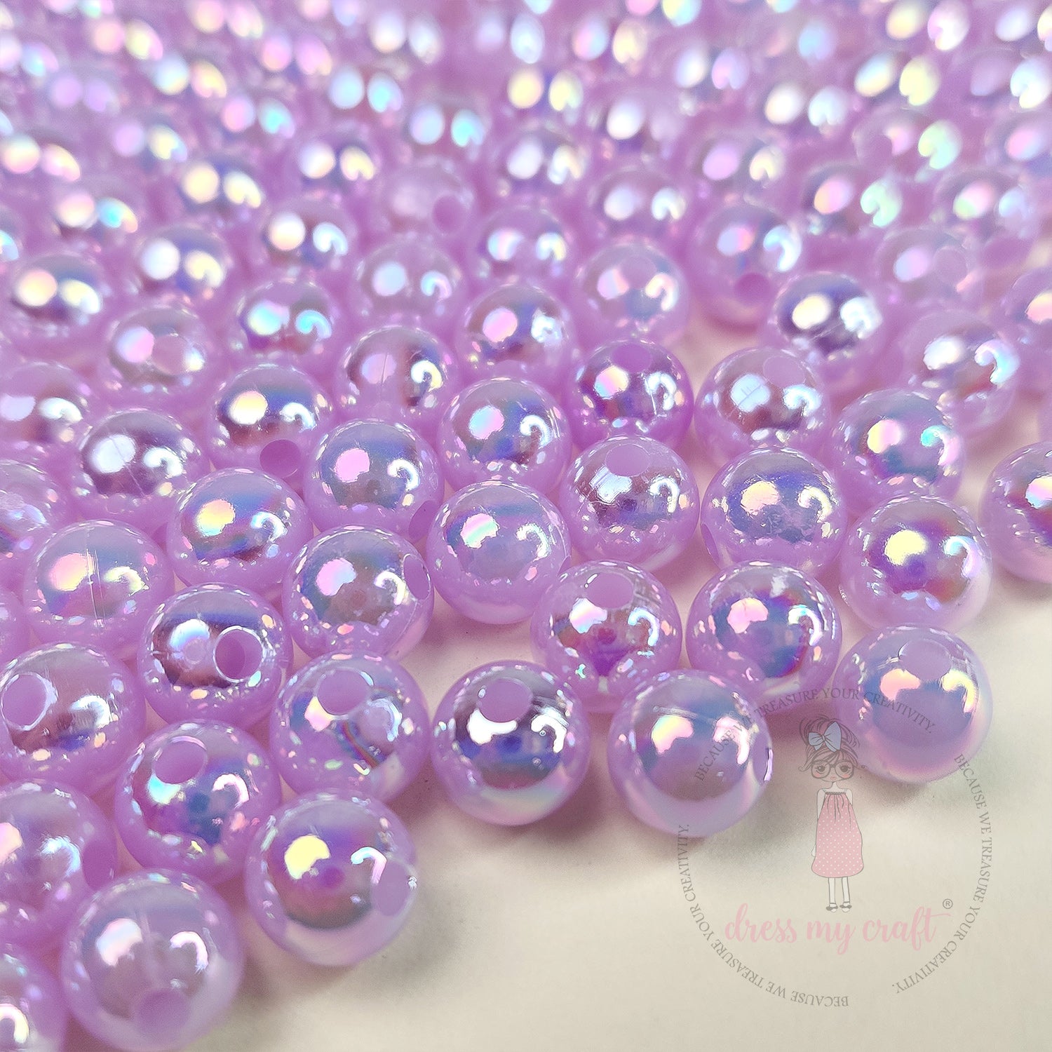 Transparent Rainbow Beads 8 MM - Purple