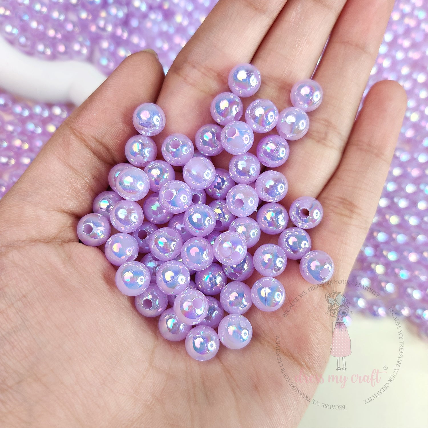 Transparent Rainbow Beads 8 MM - Purple