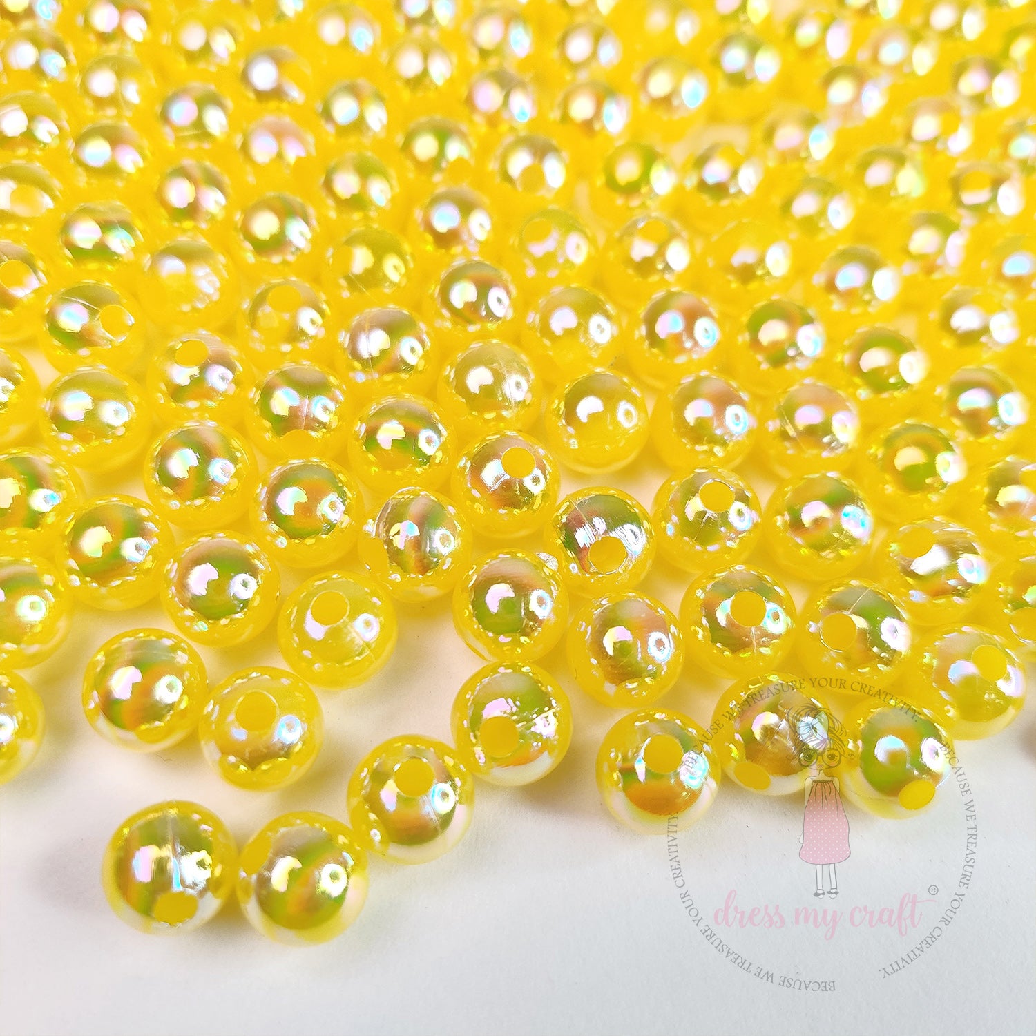 Transparent Rainbow Beads 8 MM - Yellow