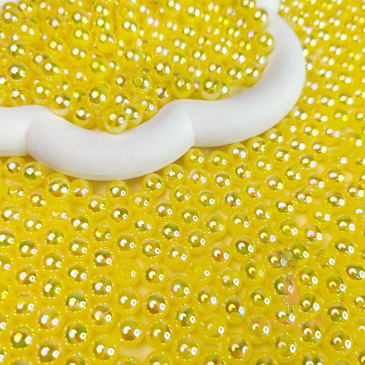 Transparent Rainbow Beads 8 MM - Yellow