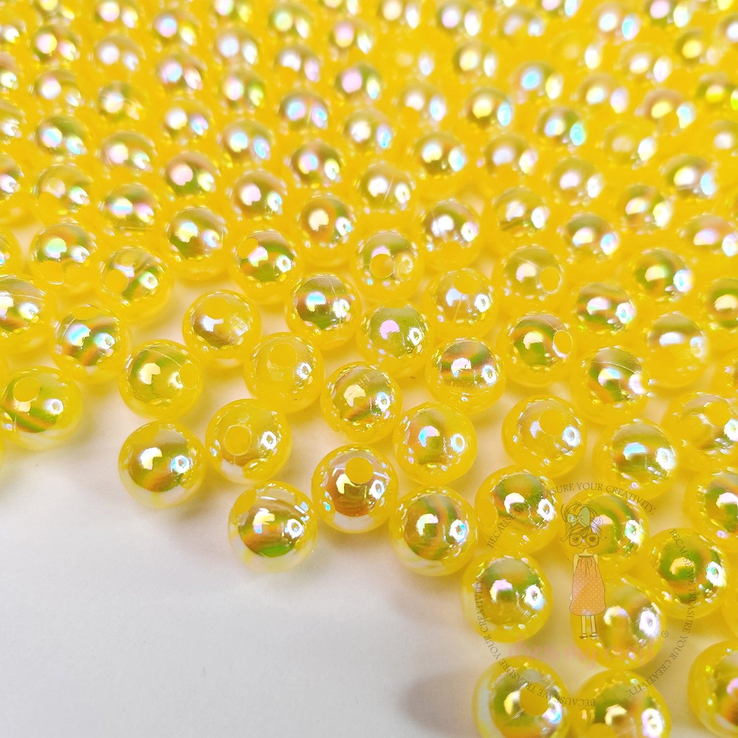 Transparent Rainbow Beads 8 MM - Yellow