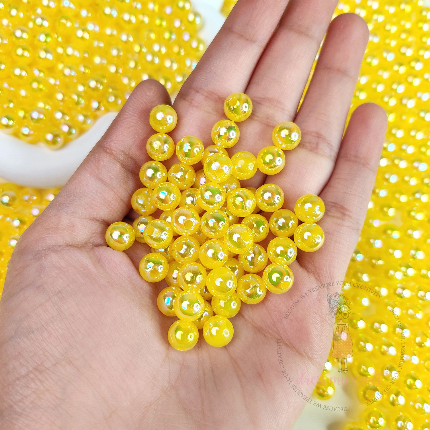 Transparent Rainbow Beads 8 MM - Yellow