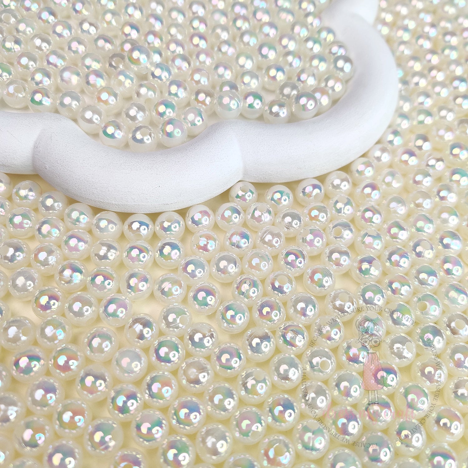 Transparent Rainbow Beads 8 MM - White