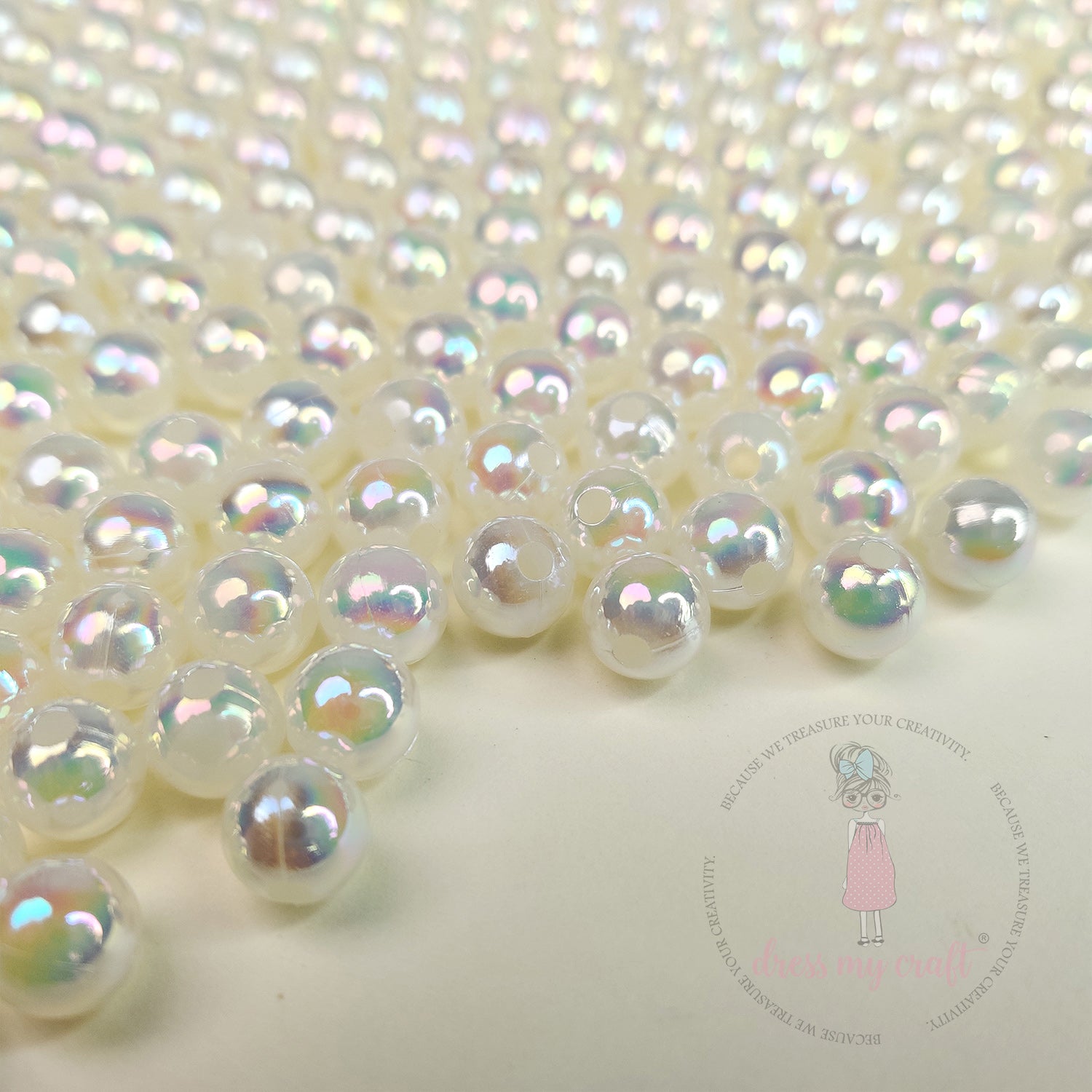 Transparent Rainbow Beads 8 MM - White