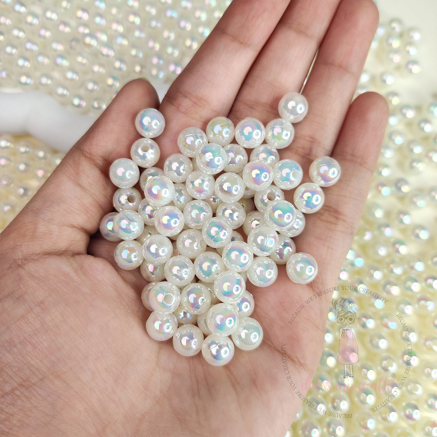 Transparent Rainbow Beads 8 MM - White