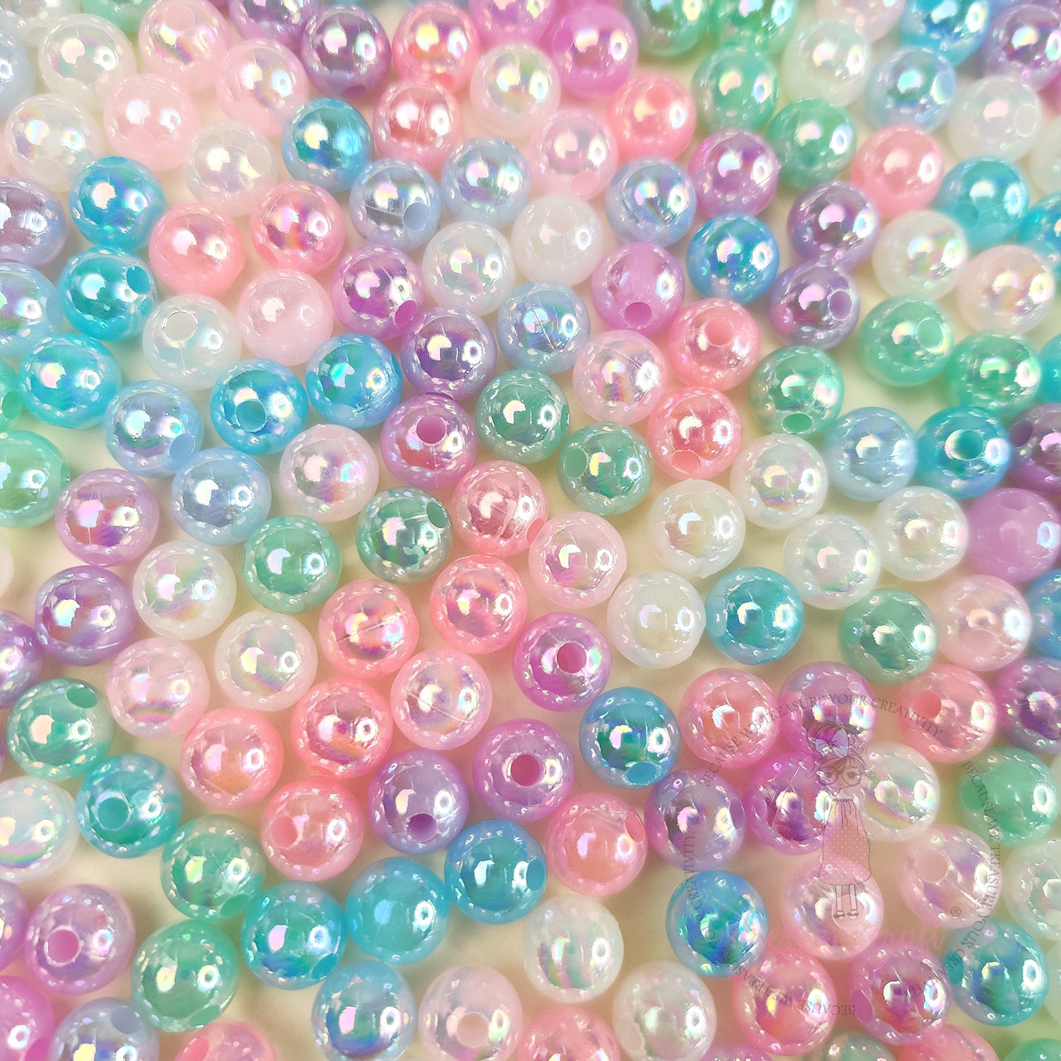Holographic Pearly Beads - 8 MM