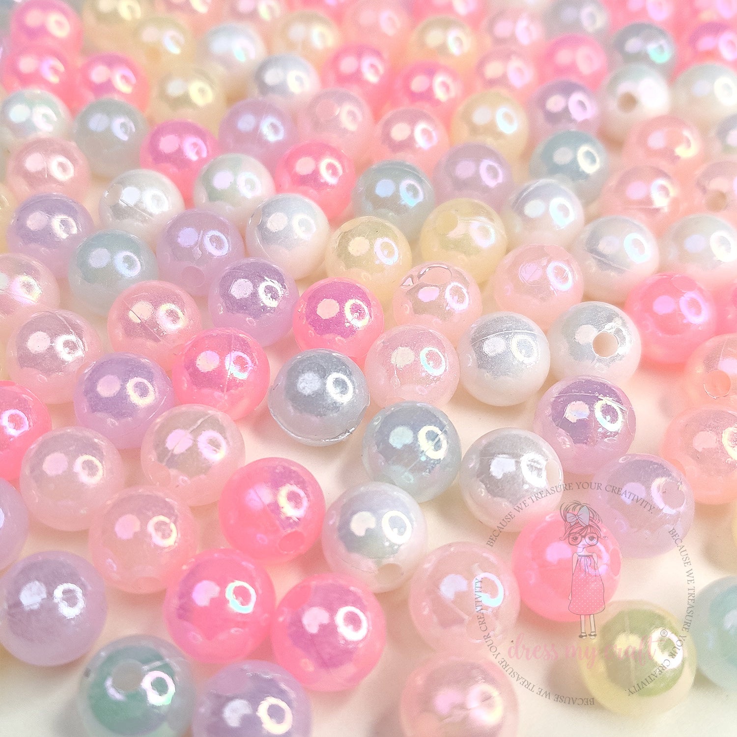 Holographic Pastel Beads - 10 MM