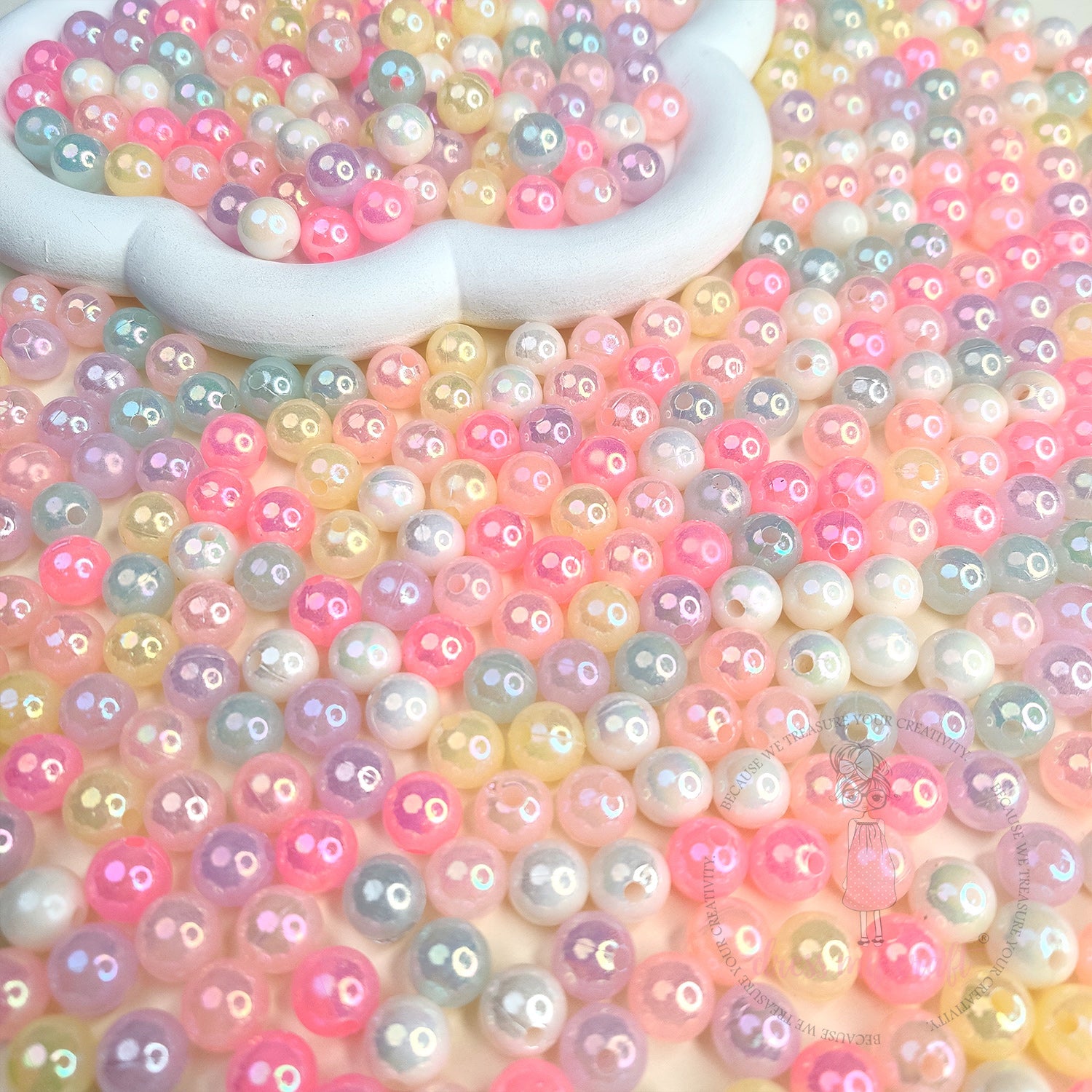 Holographic Pastel Beads - 10 MM
