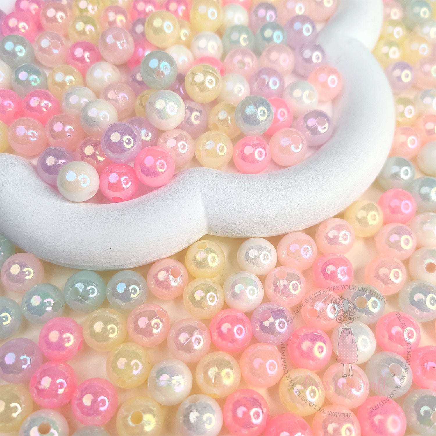 Holographic Pastel Beads - 10 MM