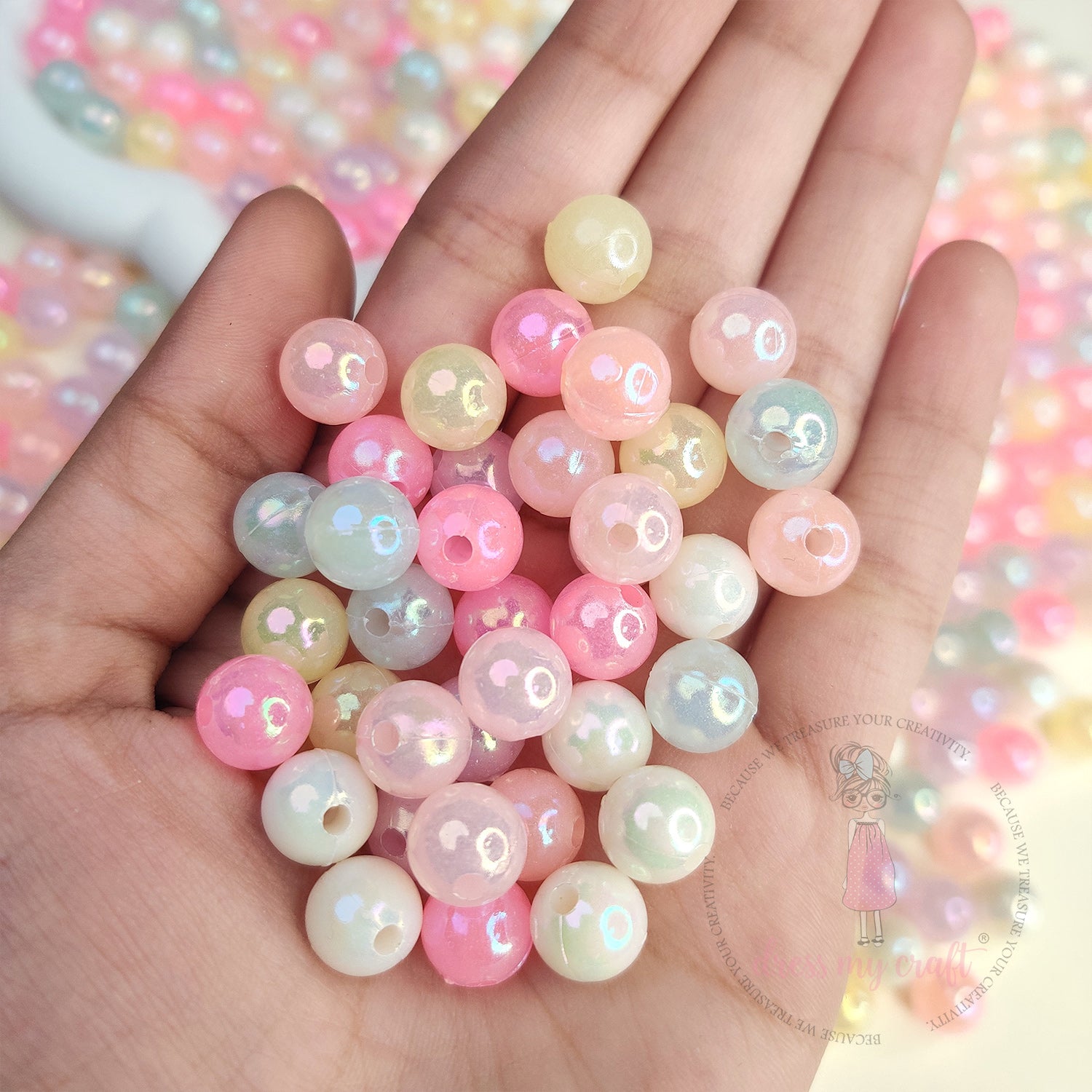 Holographic Pastel Beads - 10 MM