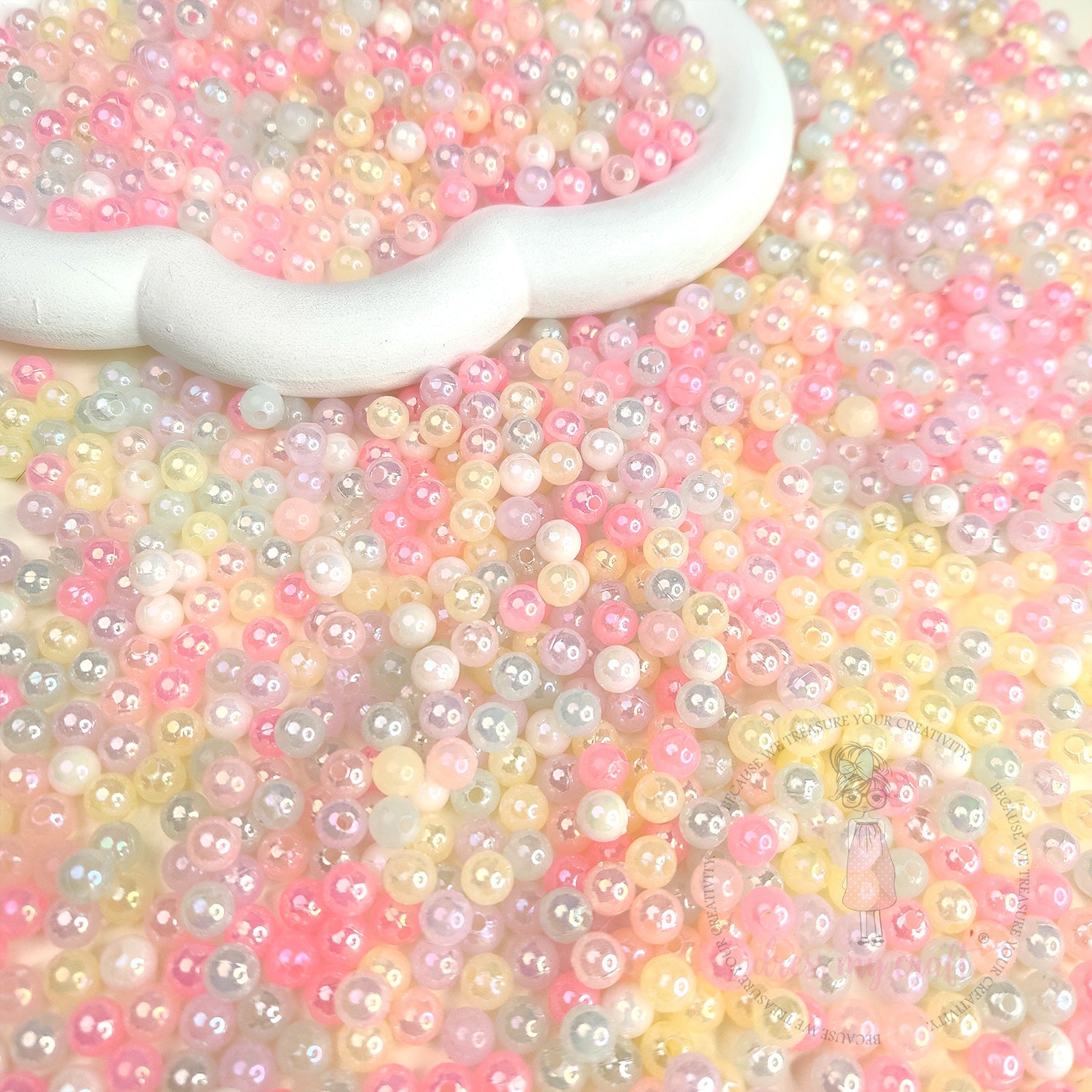Holographic Pastel Beads - 6 MM