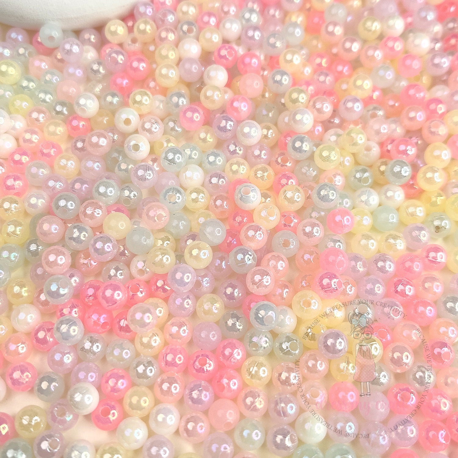 Holographic Pastel Beads - 6 MM