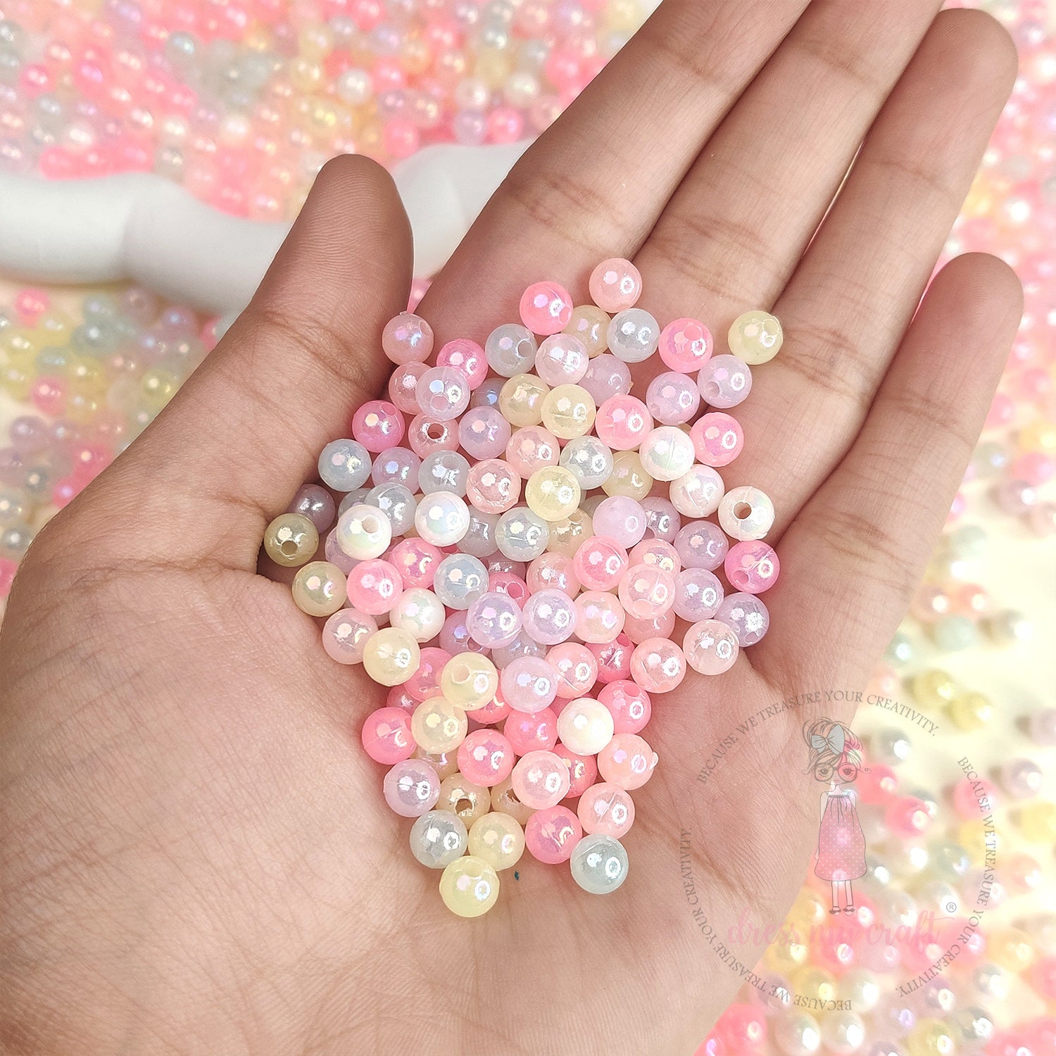 Holographic Pastel Beads - 6 MM
