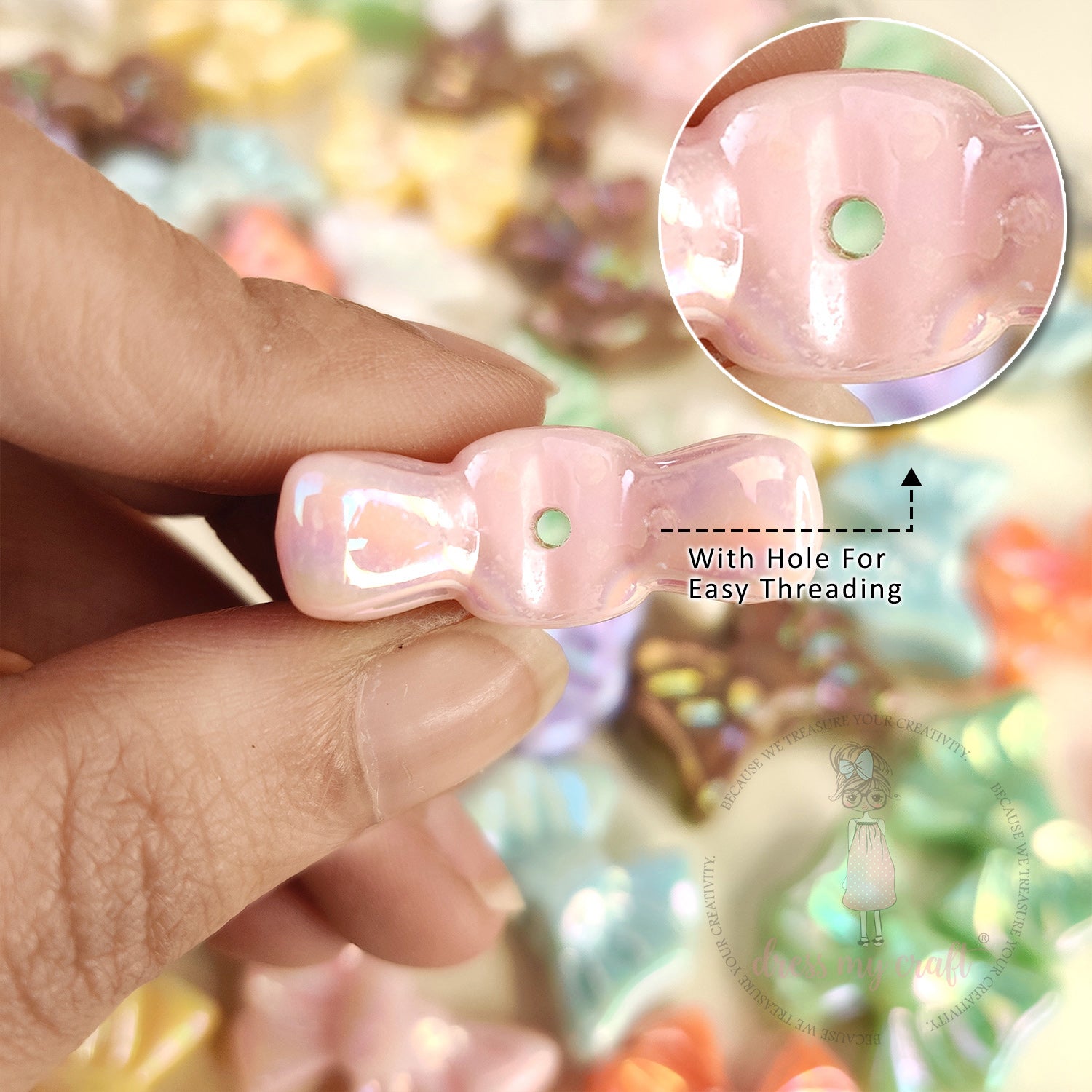 Holographic Fairy Bow Beads