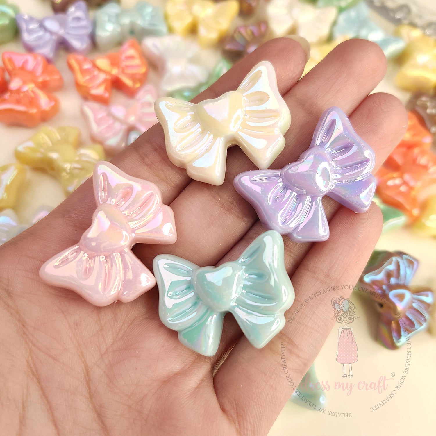 Holographic Fairy Bow Beads