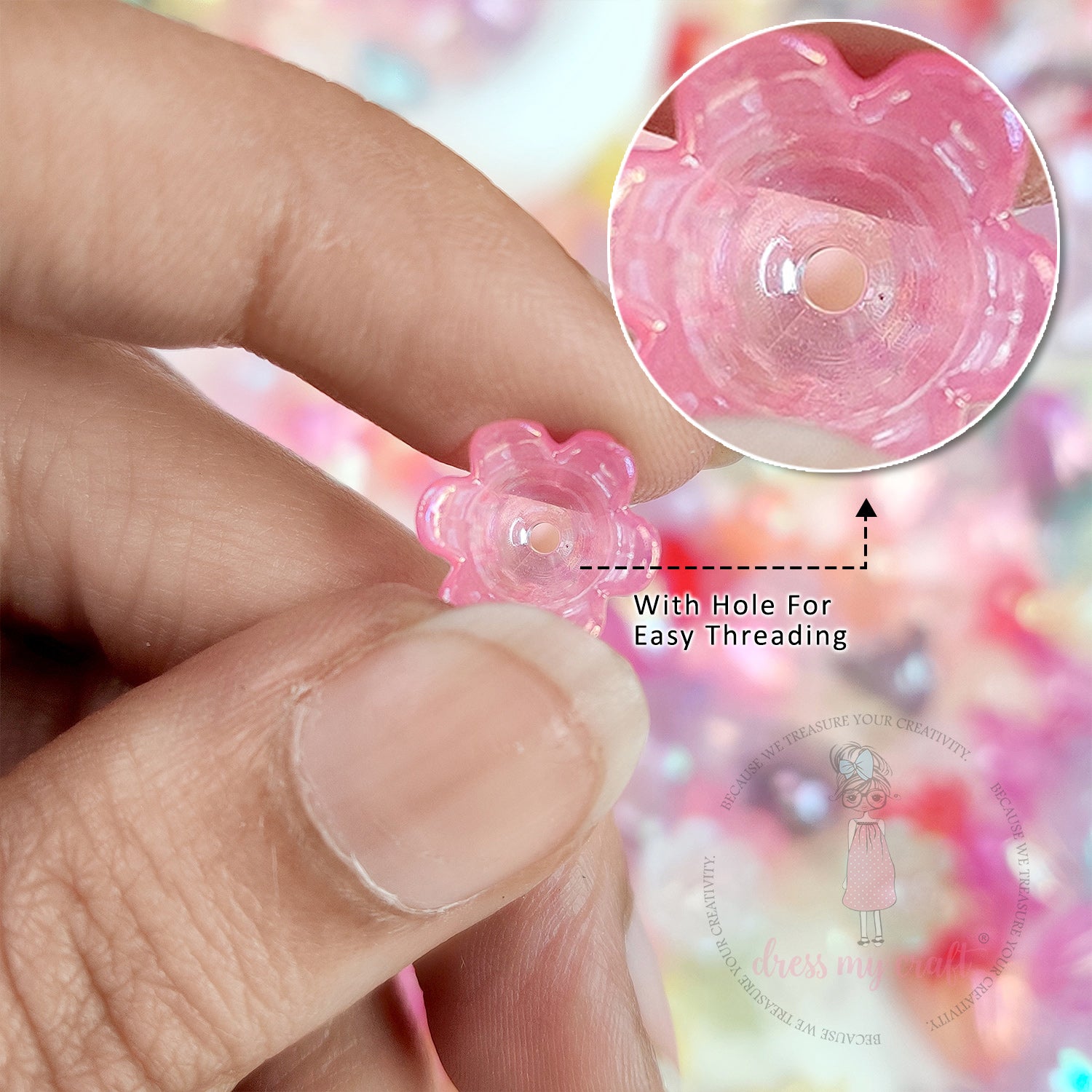 Holographic Tulip Bell Beads - Fairy Bloom