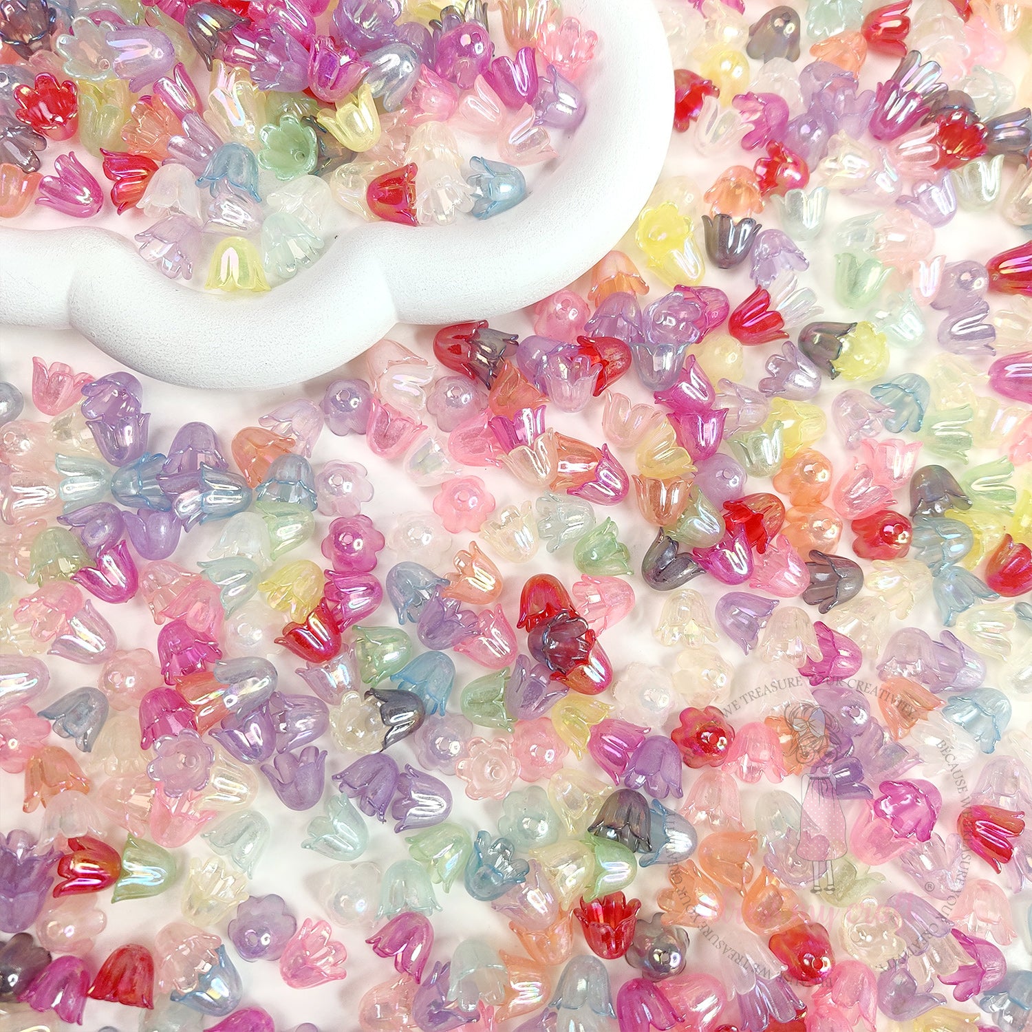 Holographic Tulip Bell Beads - Fairy Bloom
