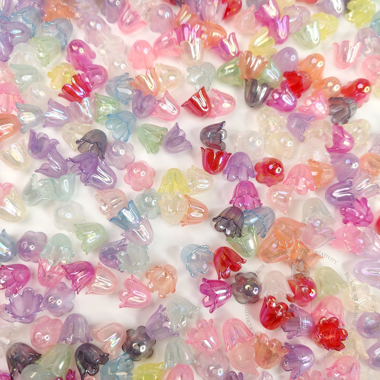 Holographic Tulip Bell Beads - Fairy Bloom