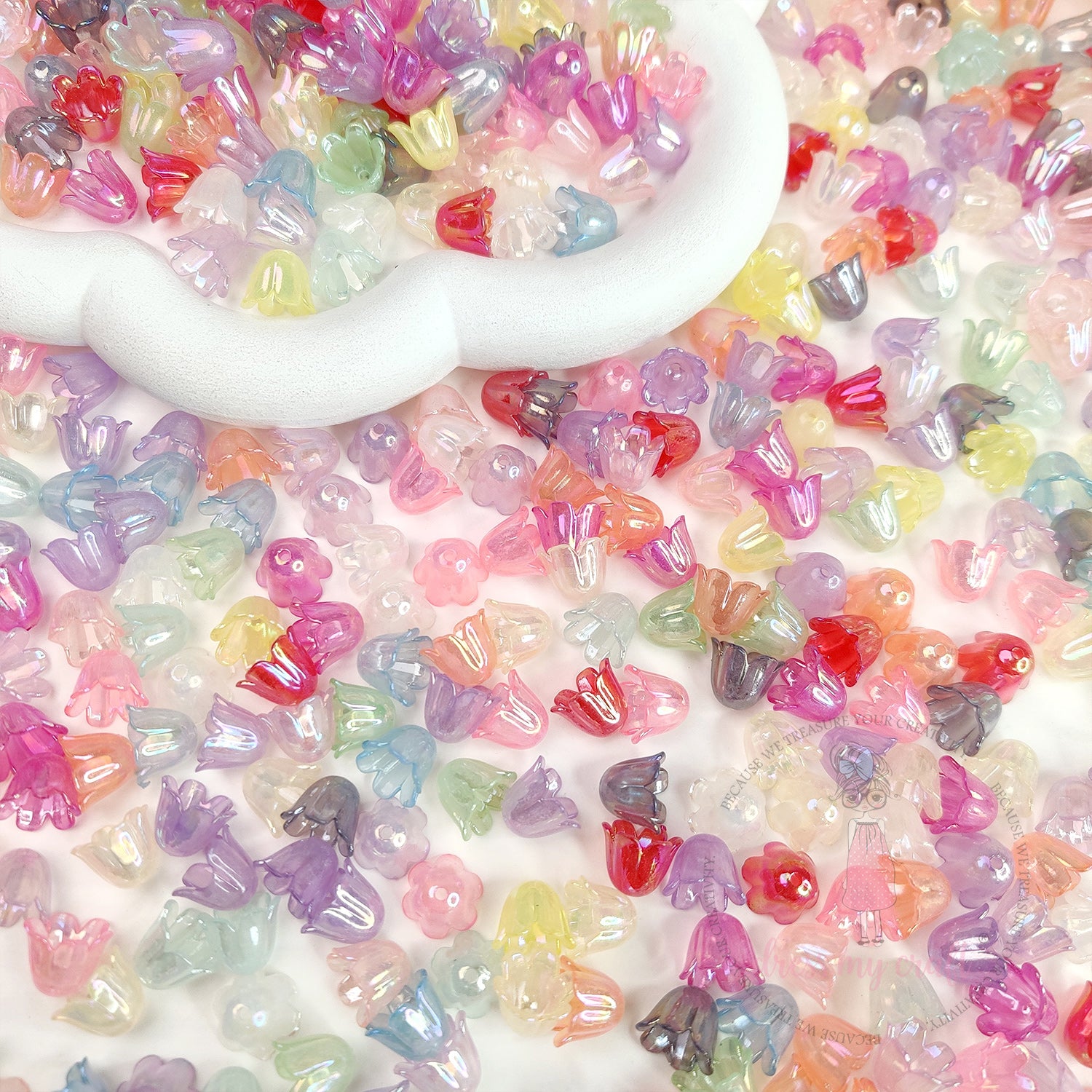 Holographic Tulip Bell Beads - Fairy Bloom