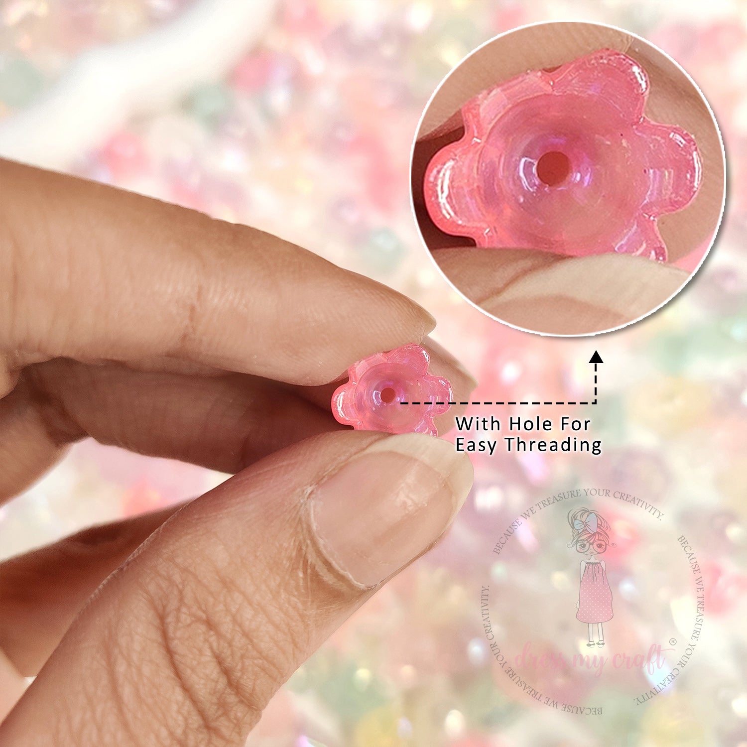 Holographic Tulip Bell Beads - Pearl Bloom