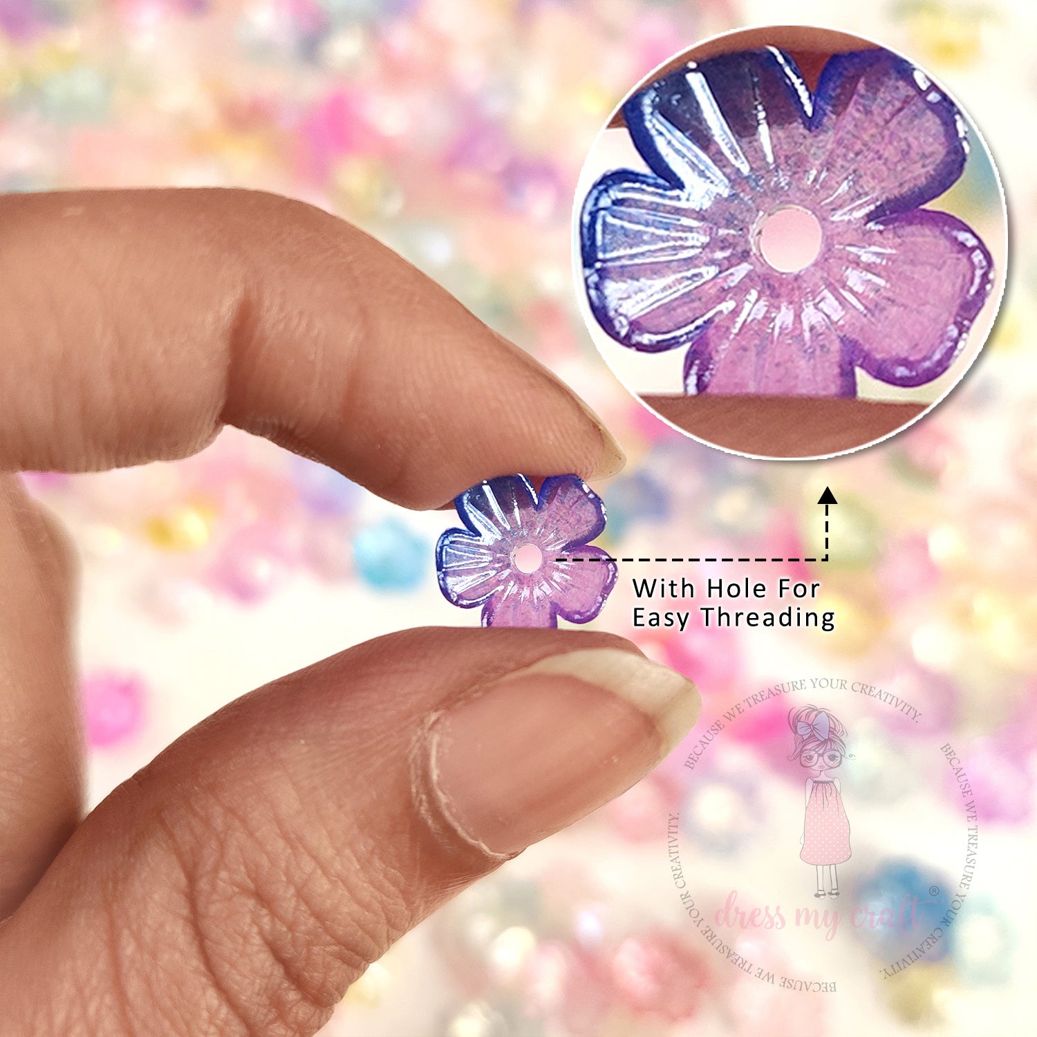 Holographic Glazy Daisy Flower Beads