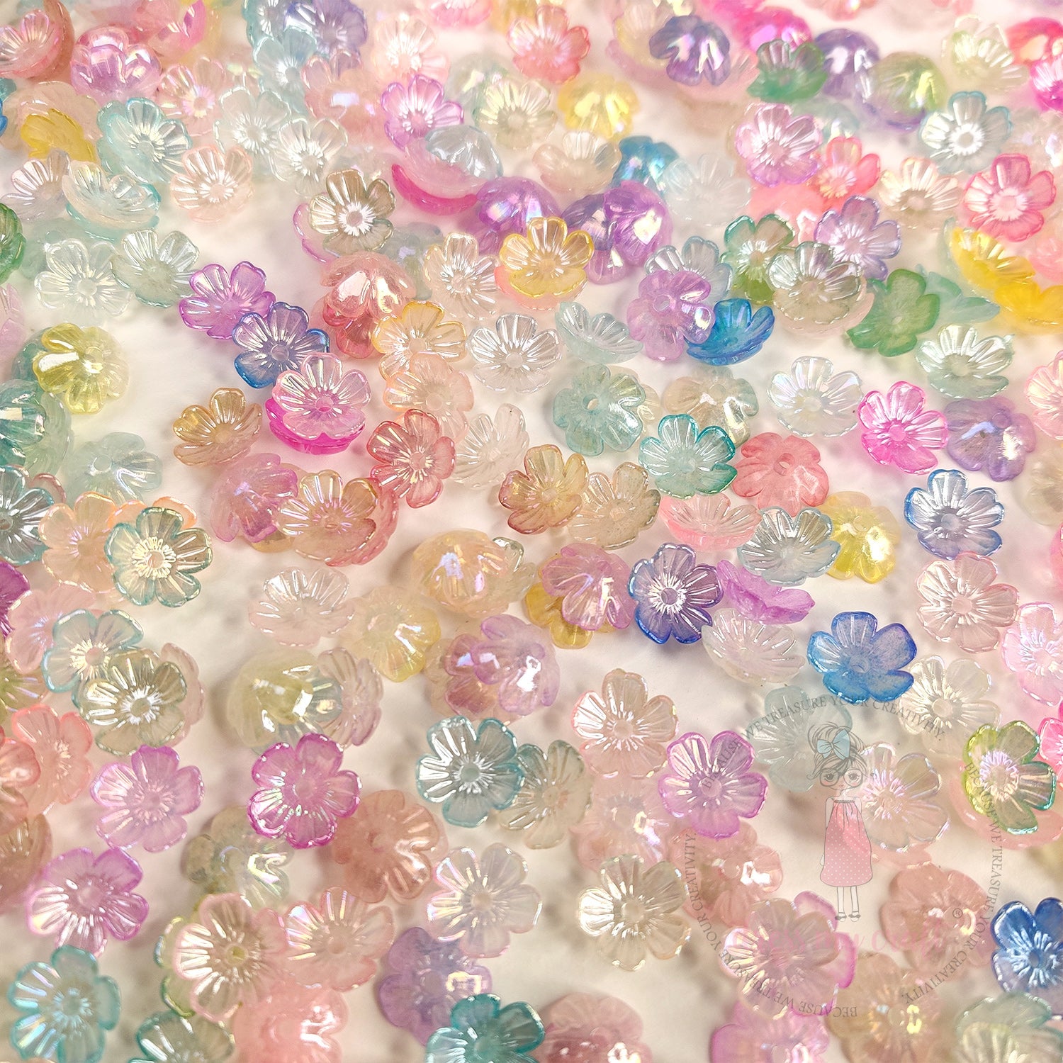Holographic Glazy Daisy Flower Beads