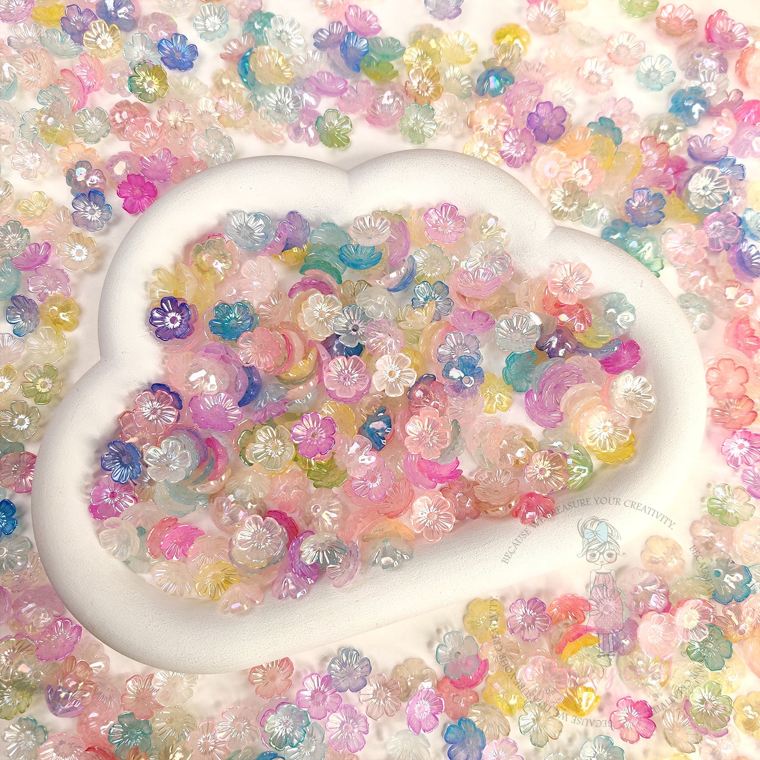 Holographic Glazy Daisy Flower Beads