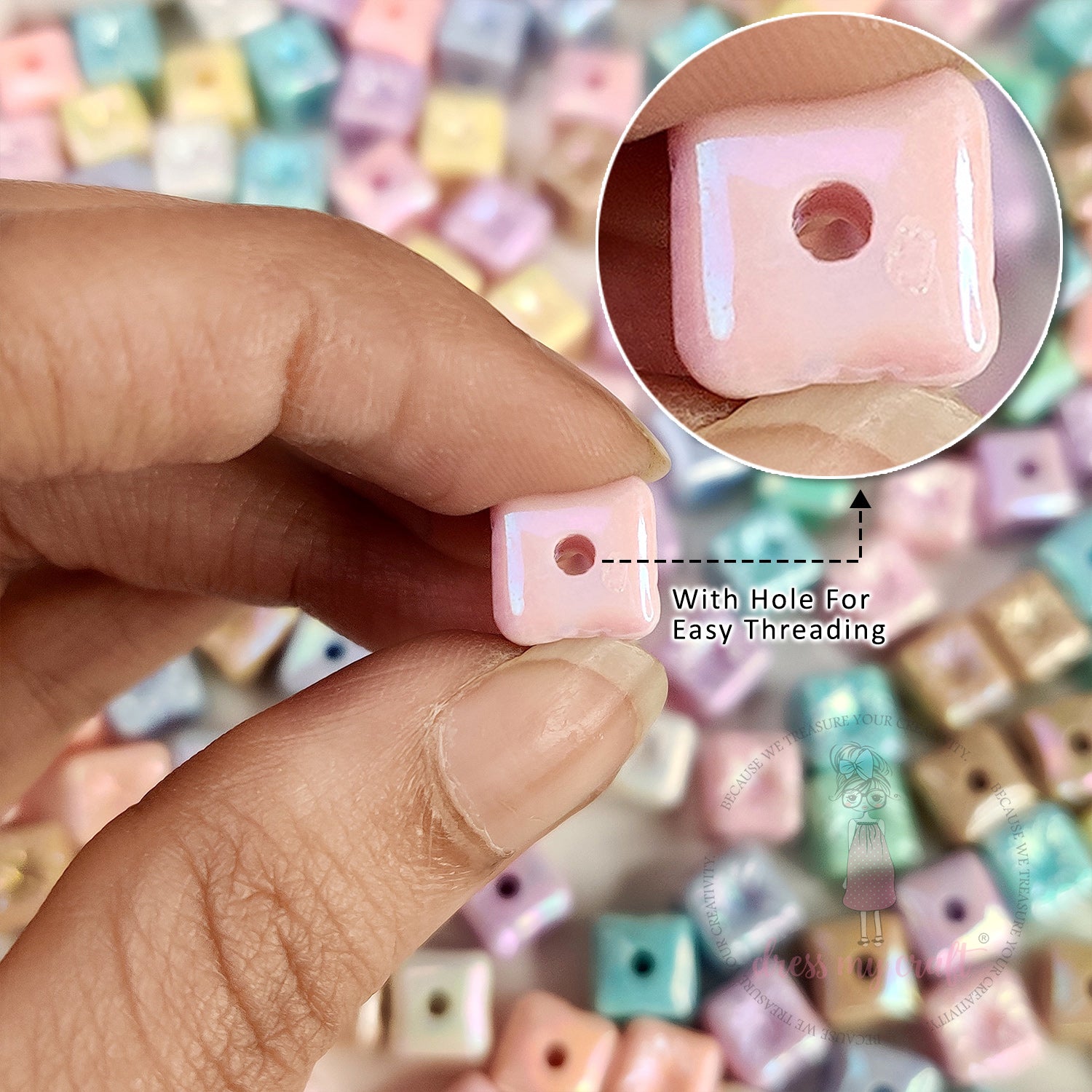 Holographic Candy Cube Beads - 9MM