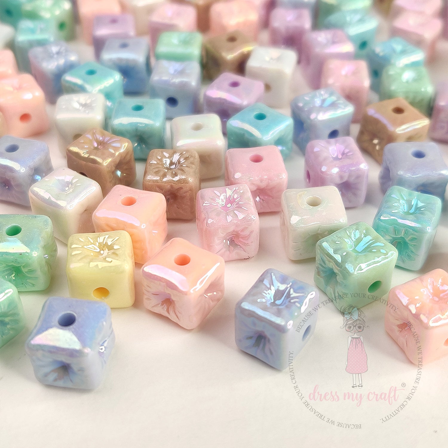 Holographic Candy Cube Beads - 9MM