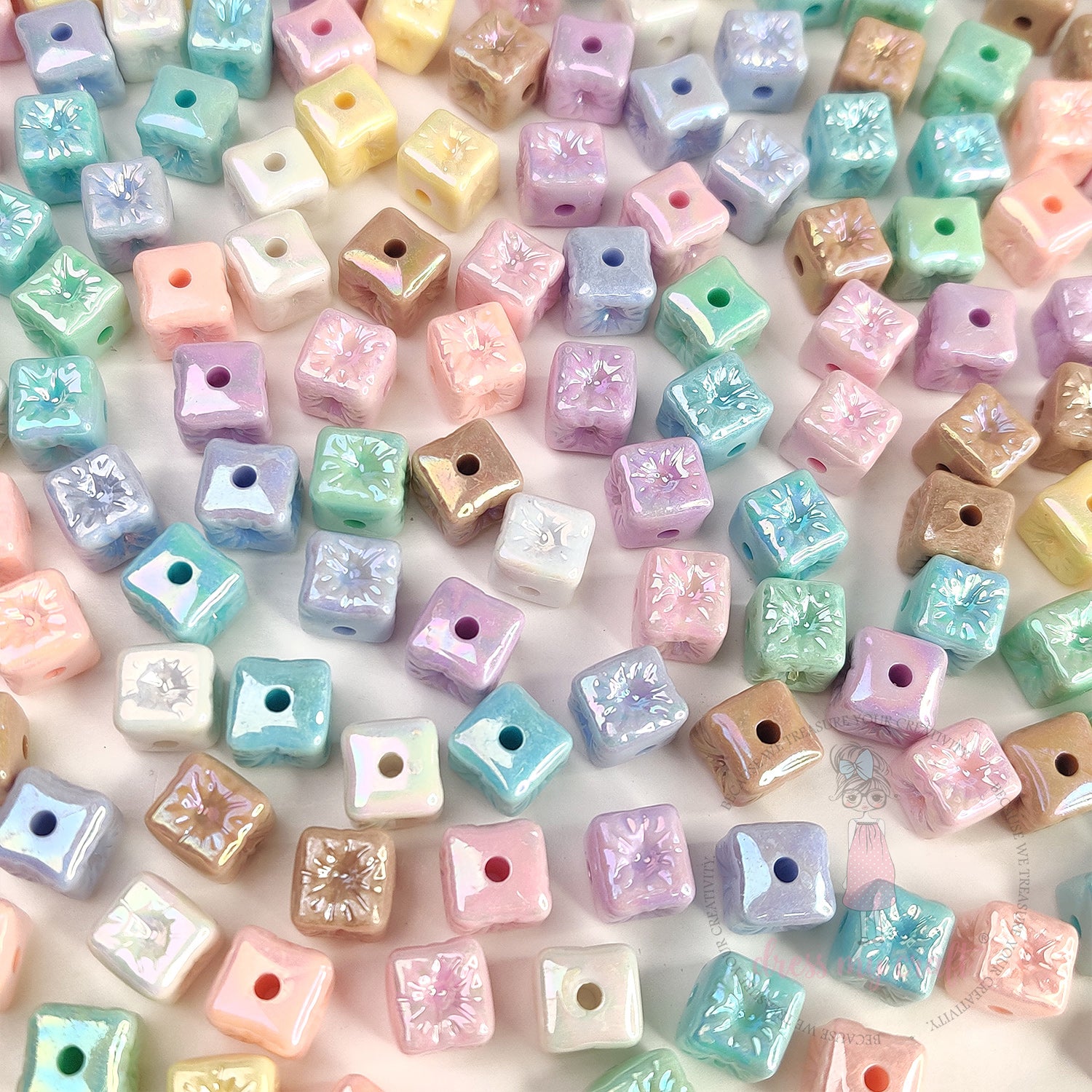 Holographic Candy Cube Beads - 9MM