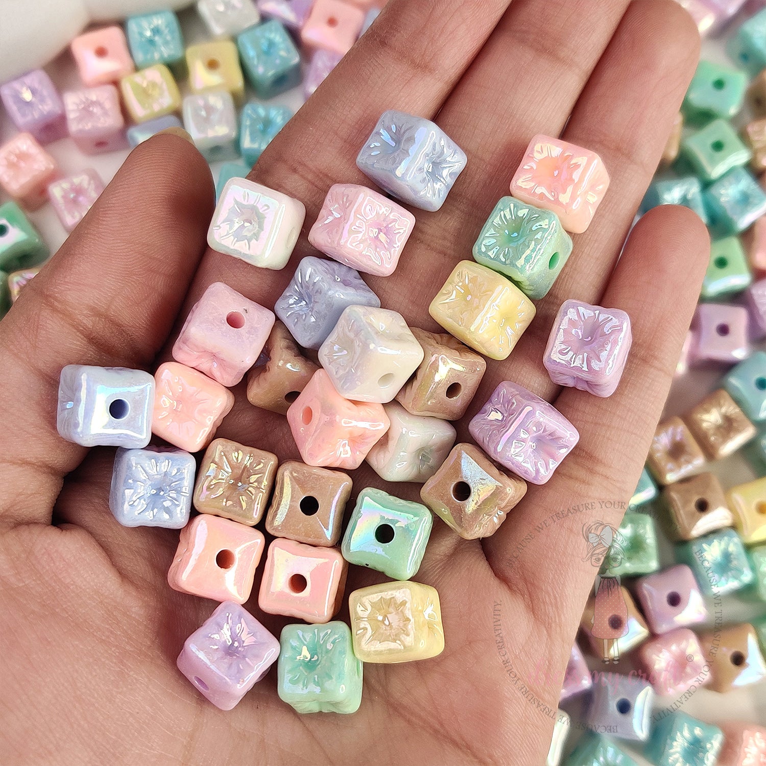 Holographic Candy Cube Beads - 9MM