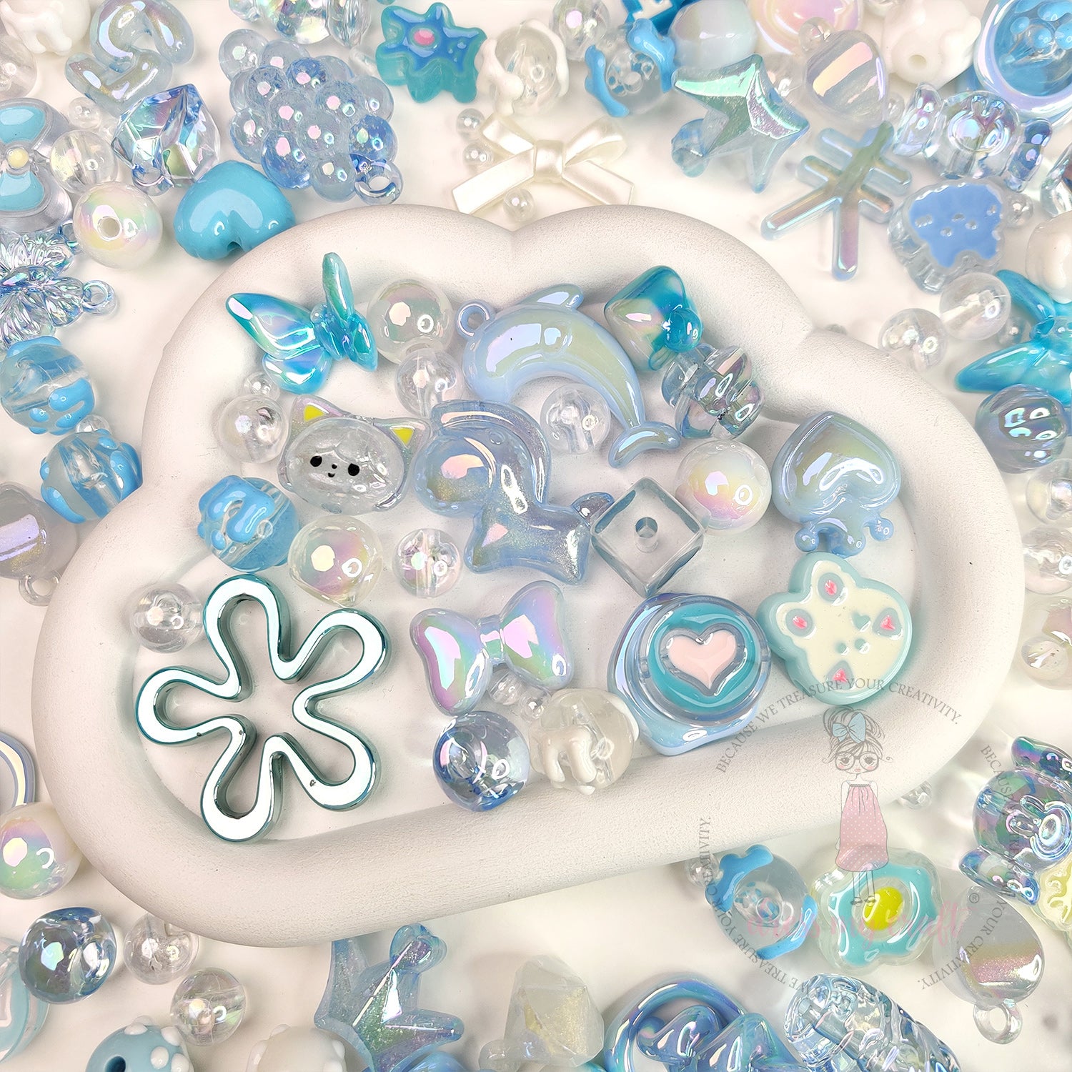 Premium Acrylic Beads - Blue Family