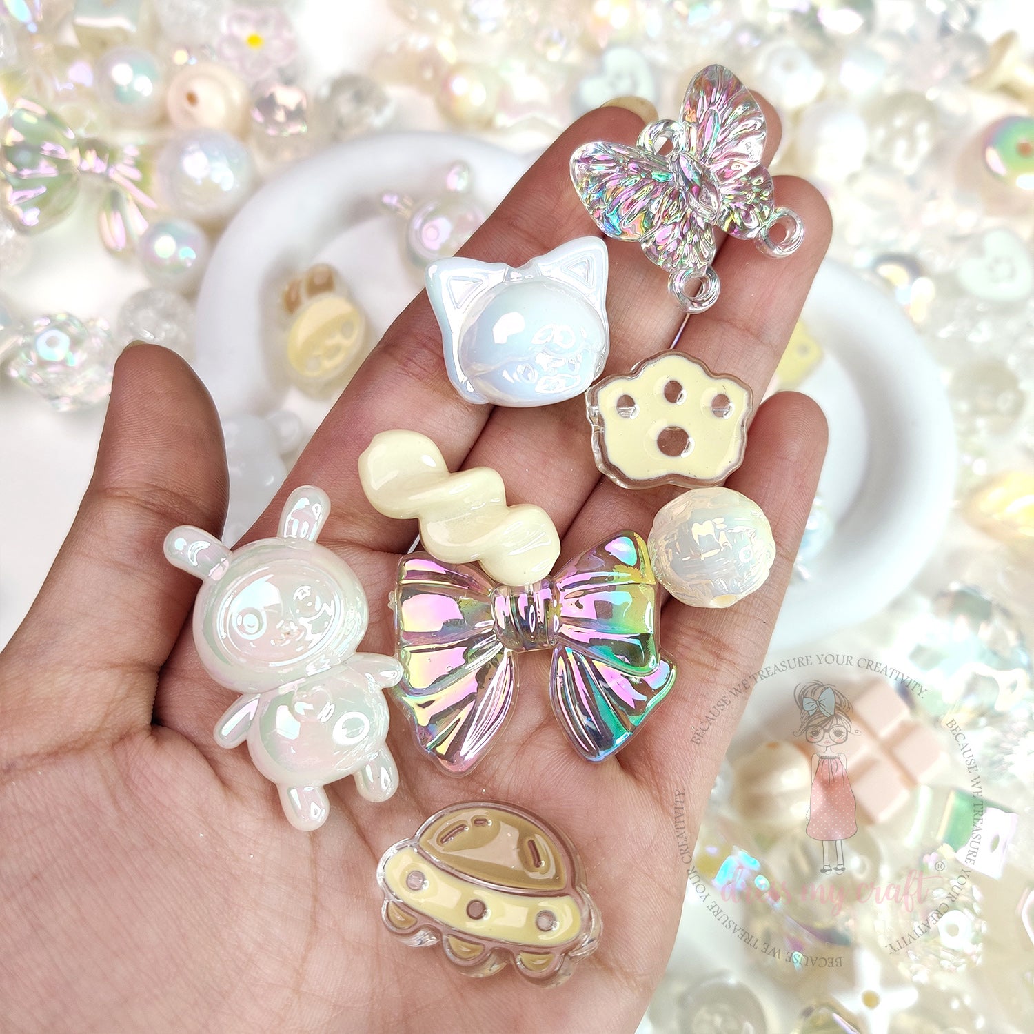 Premium Acrylic Beads - White Family
