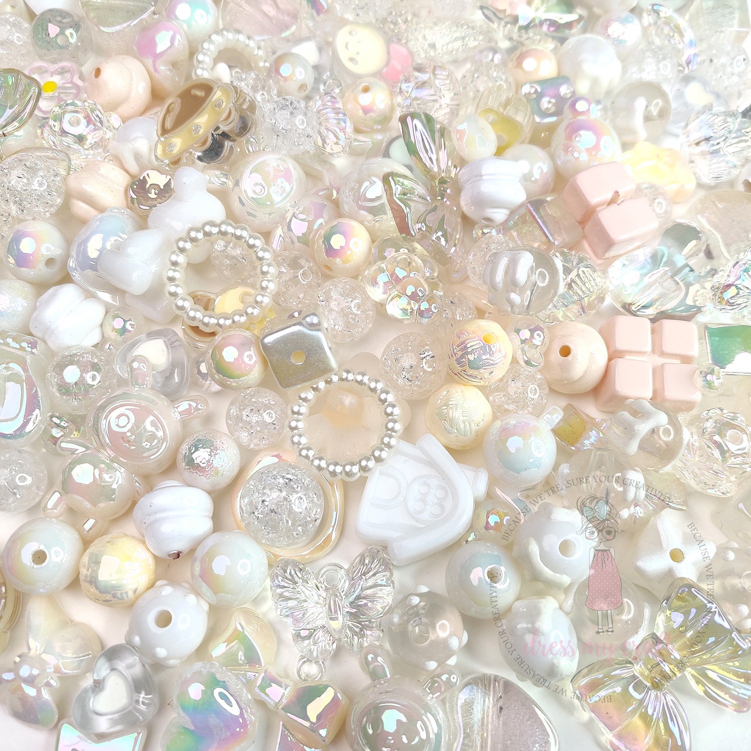 Premium Acrylic Beads - White Family