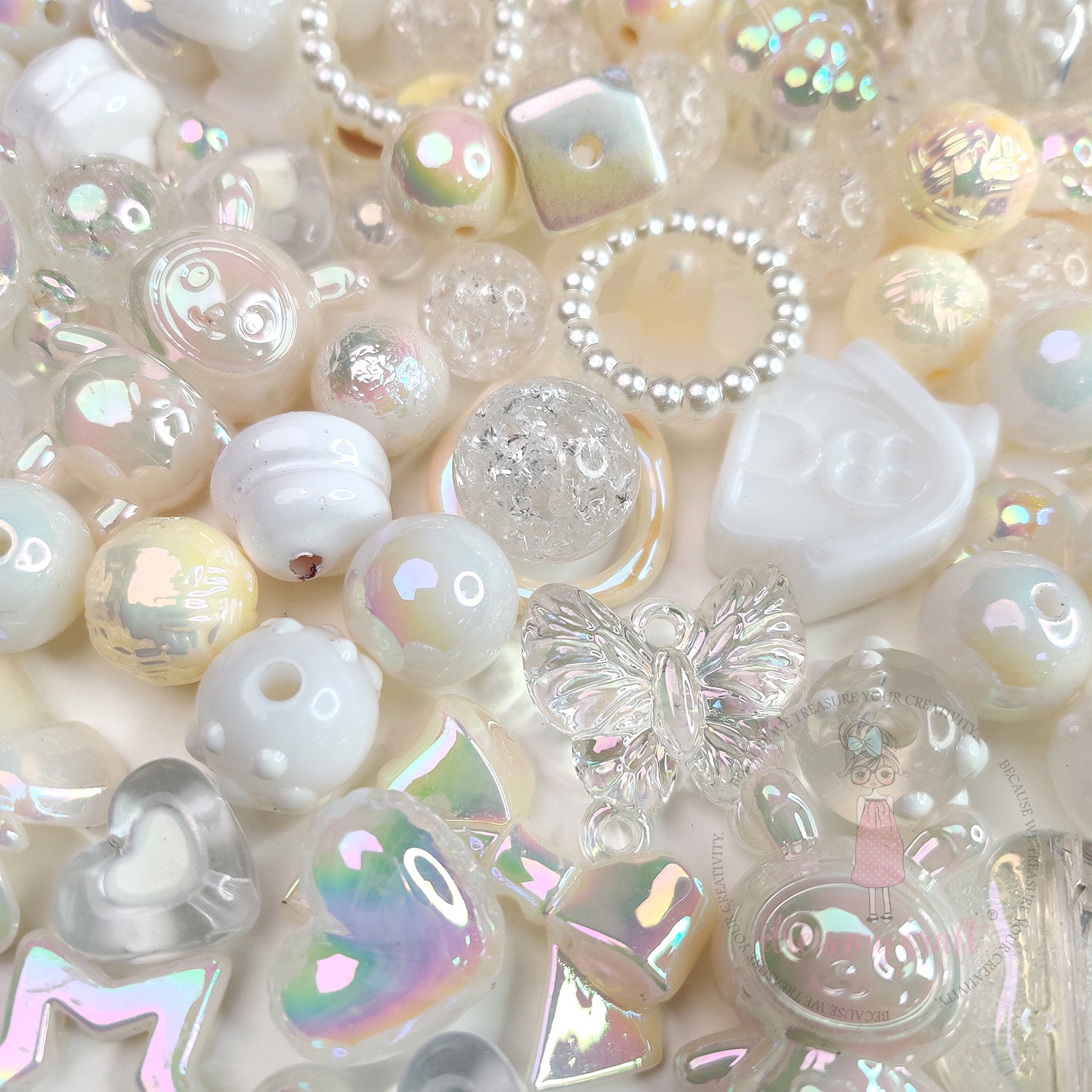 Premium Acrylic Beads - White Family