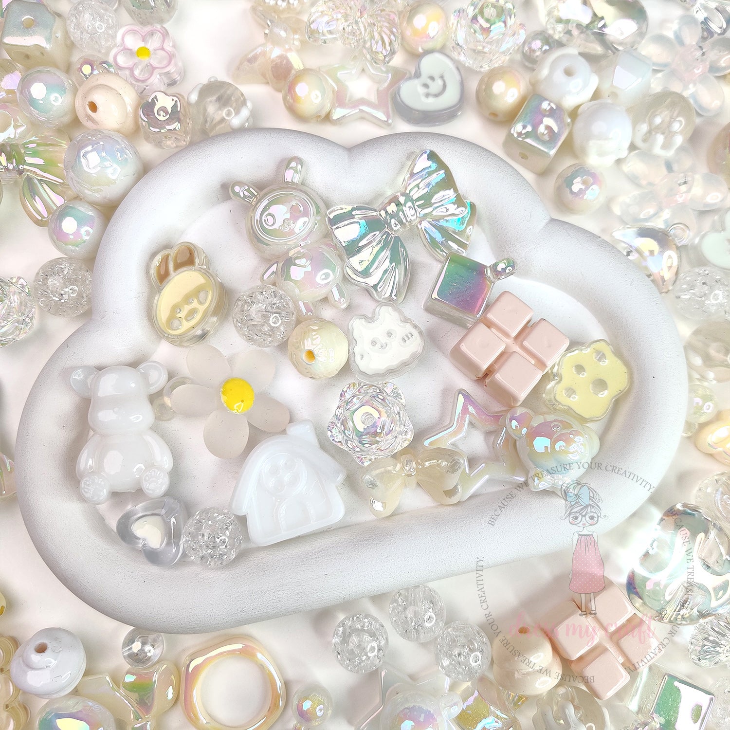 Premium Acrylic Beads - White Family