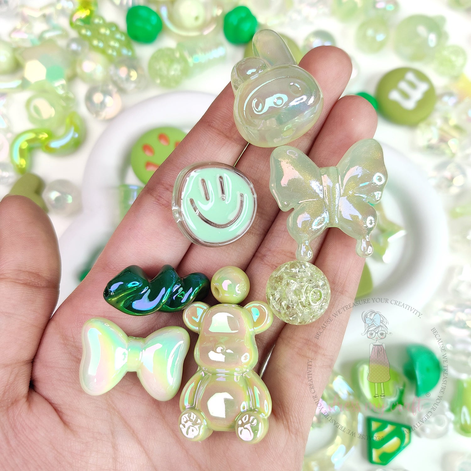 Premium Acrylic Beads - Green Family