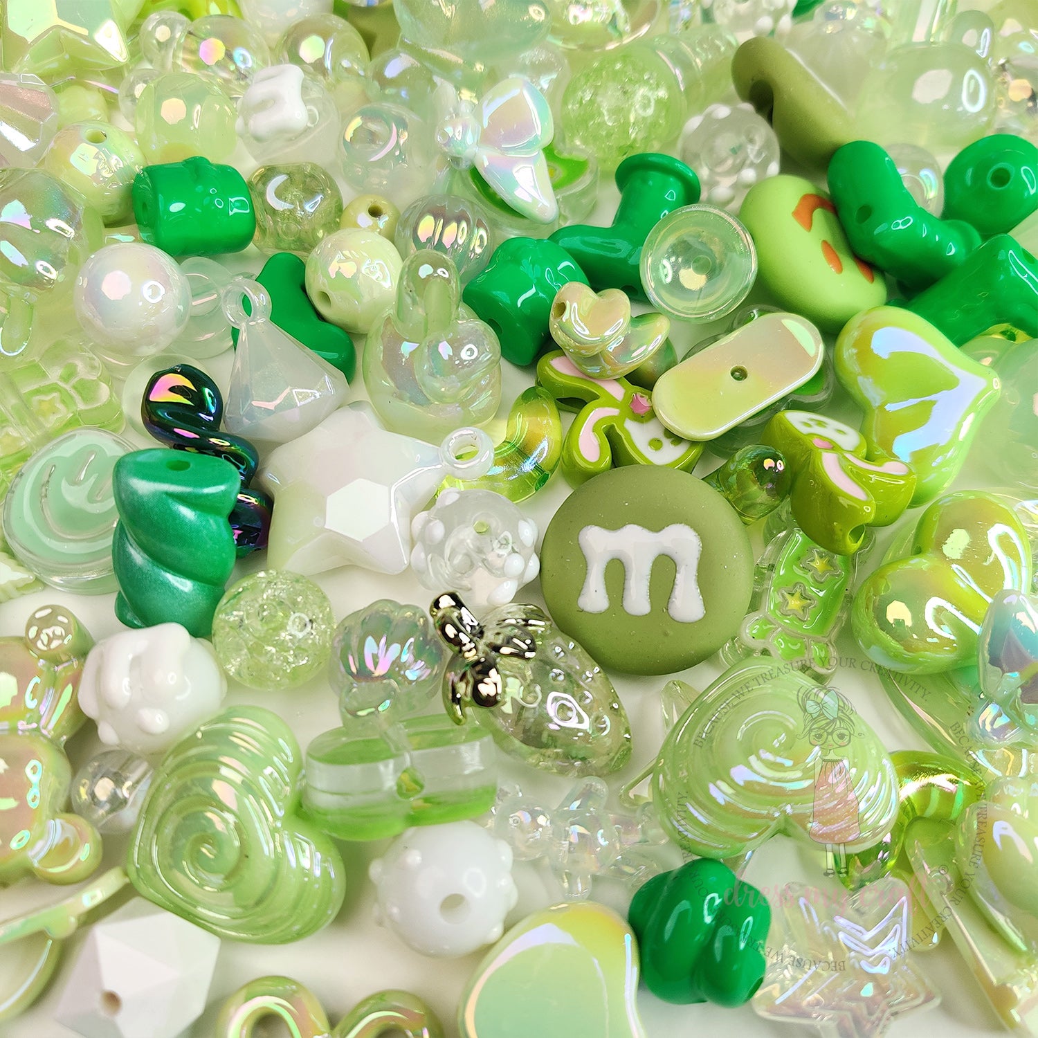 Premium Acrylic Beads - Green Family