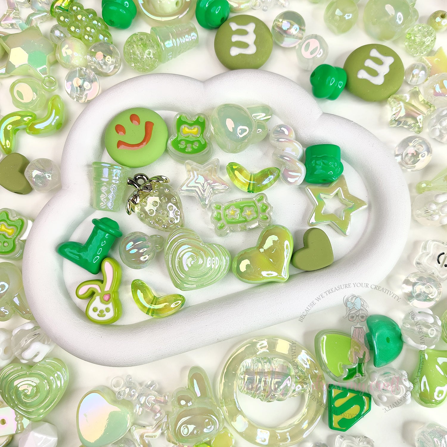 Premium Acrylic Beads - Green Family