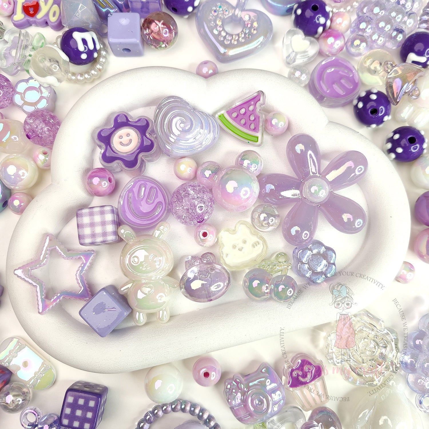 Premium Acrylic Beads - Purple Family