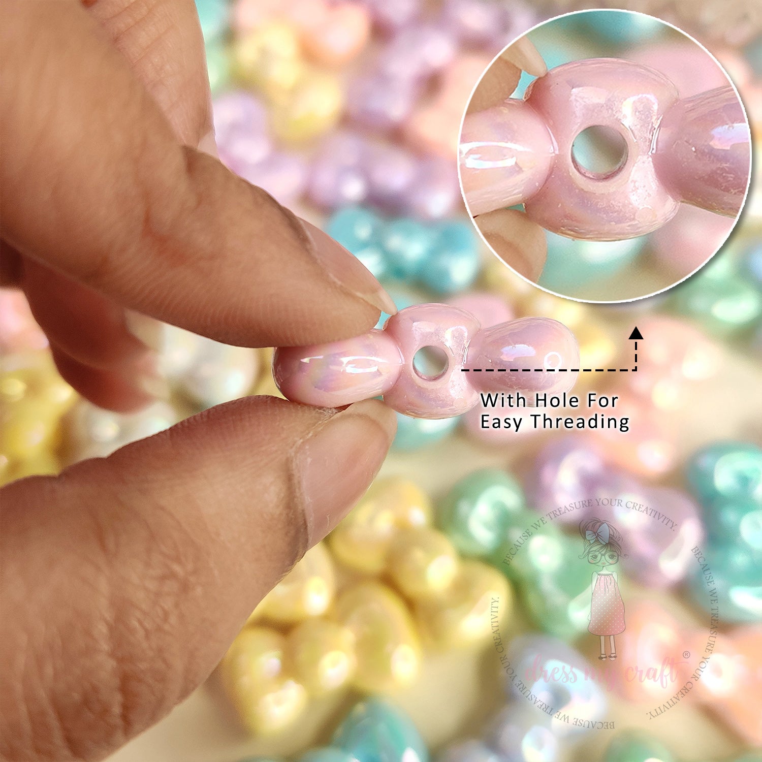 Holographic Pastel Pop Bow Beads